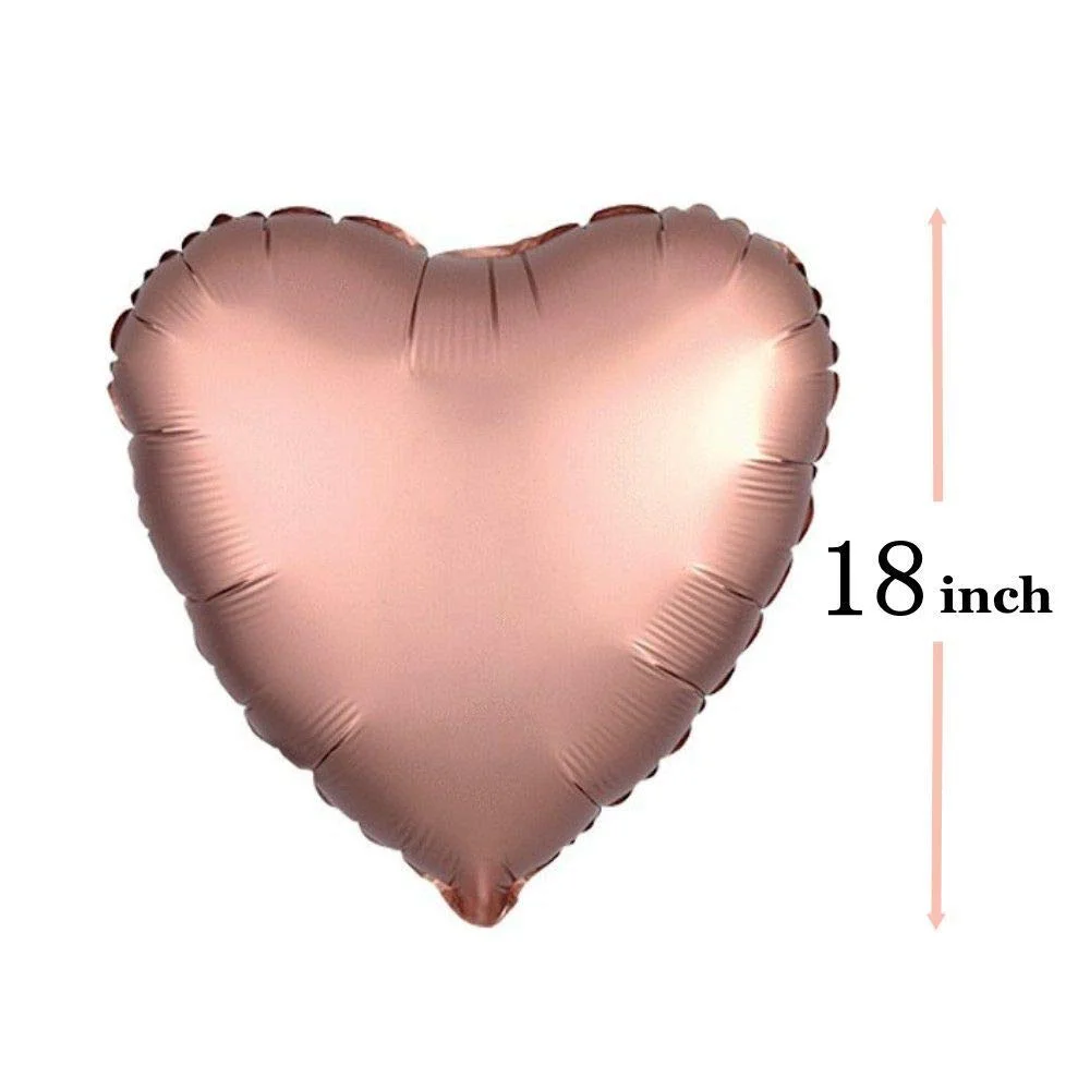 Rose Gold Heart Shape Foil Balloon 18″ inch for Anniversary, Valentine Party & Happy Birthday Party Pack of 10 - Premium Handcrafted 300 GSM Foil Balloon by Party Decor Mall India - View 2