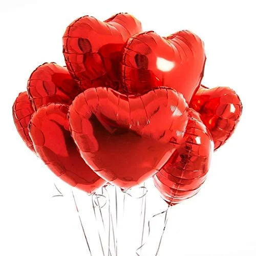 Red Heart Shape Foil Balloon 18″ inch for Anniversary, Valentine Party & Happy Birthday Party Pack of 10