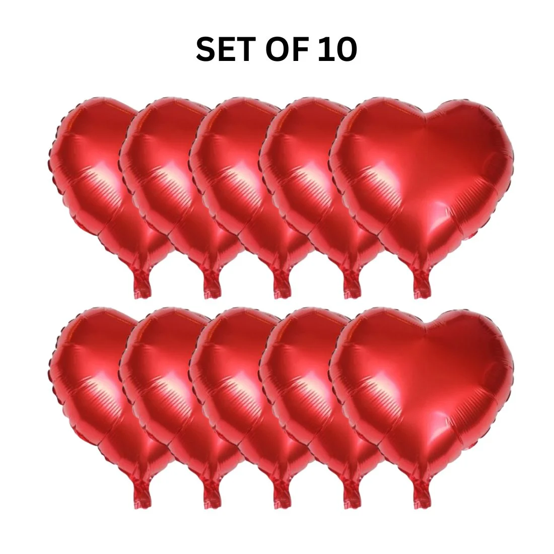 Red Heart Shape Foil Balloon 18″ inch for Anniversary, Valentine Party & Happy Birthday Party Pack of 10 - Premium Handcrafted 300 GSM Foil Balloon by Party Decor Mall India - View 3