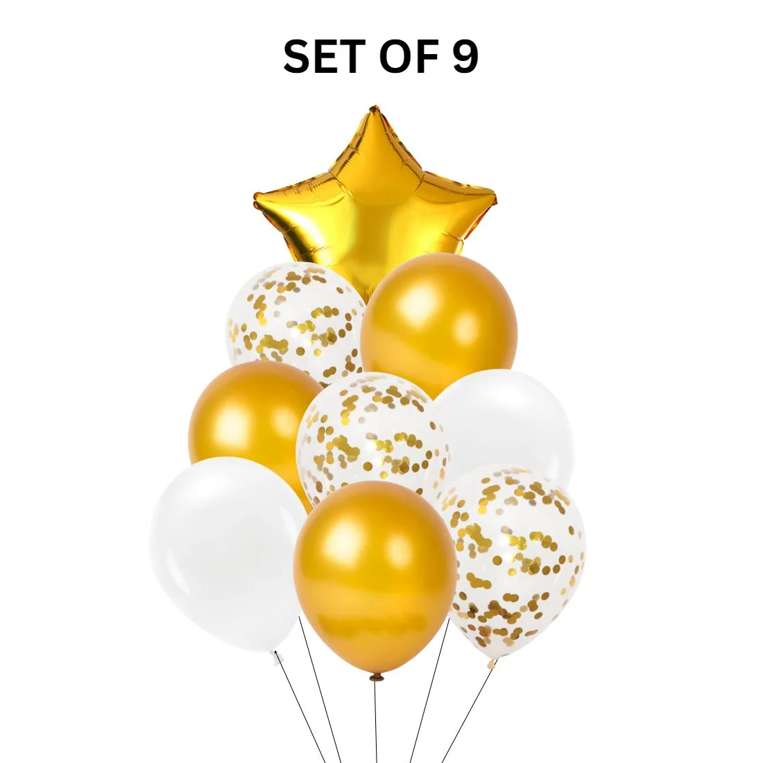 9 Pcs Set Star, Confetti & Latex Balloon - Premium Handcrafted 300 GSM Party Supplies by Party Decor Mall India - View 3
