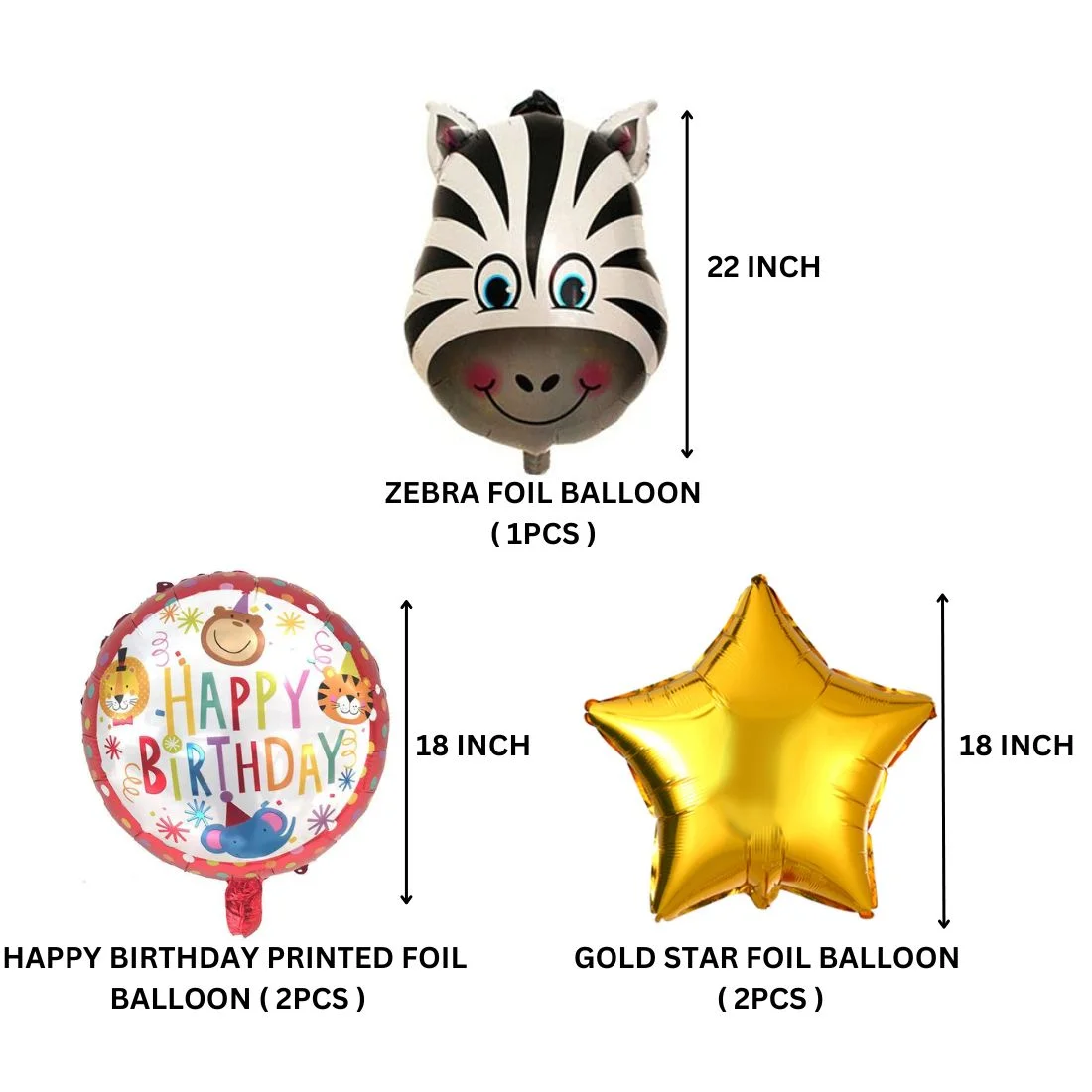 Zebra Jungle Theme Happy birthday 5 pcs - Premium Handcrafted 300 GSM Balloon Kit by Party Decor Mall India - View 2