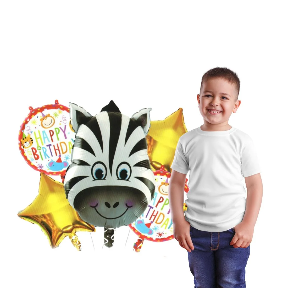 Zebra Jungle Theme Happy birthday 5 pcs - Premium Handcrafted 300 GSM Balloon Kit by Party Decor Mall India - View 5