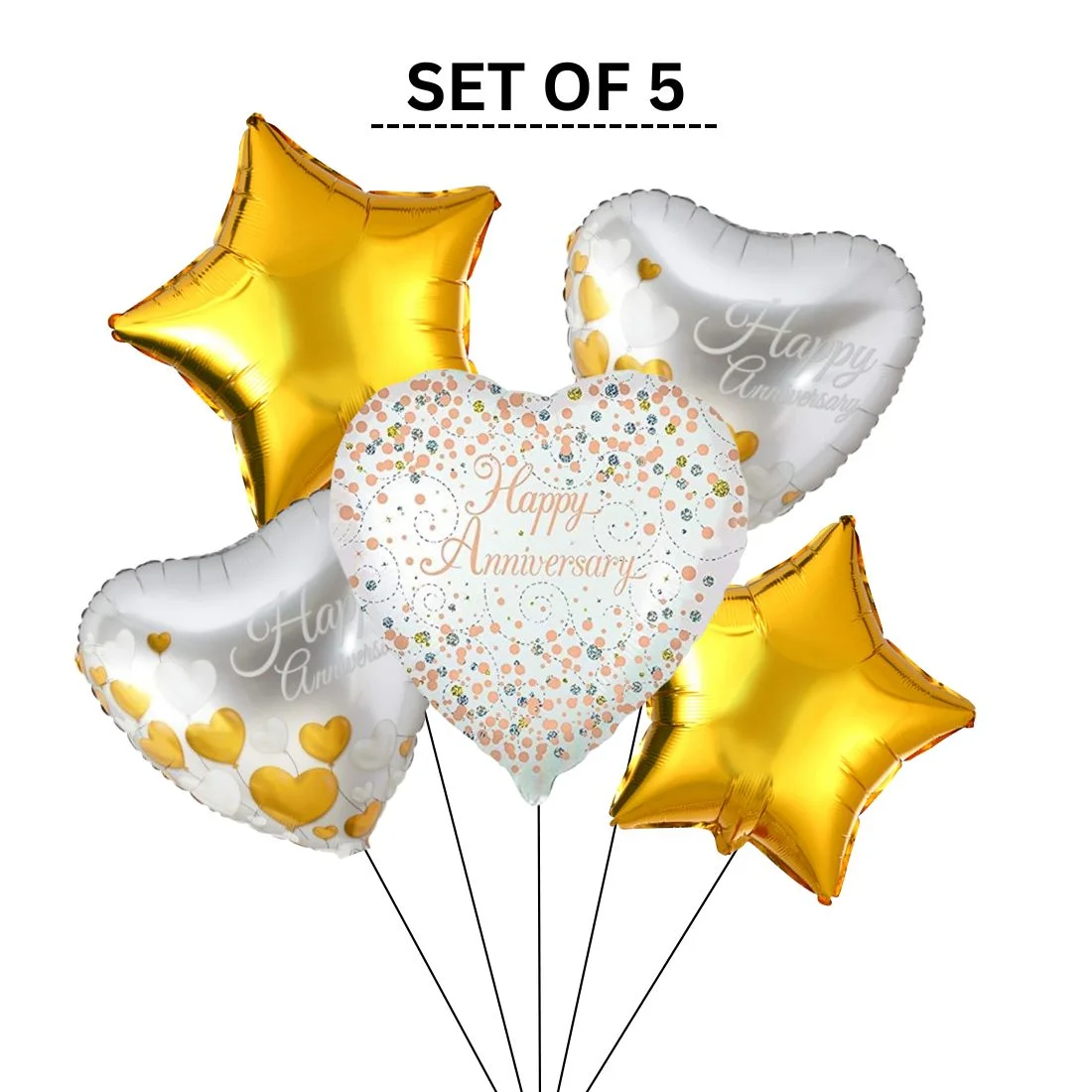 Happy Anniversary 5 pcs set Foil Balloon Party Decoration - Premium Handcrafted 300 GSM Balloon Kit by Party Decor Mall India - View 3