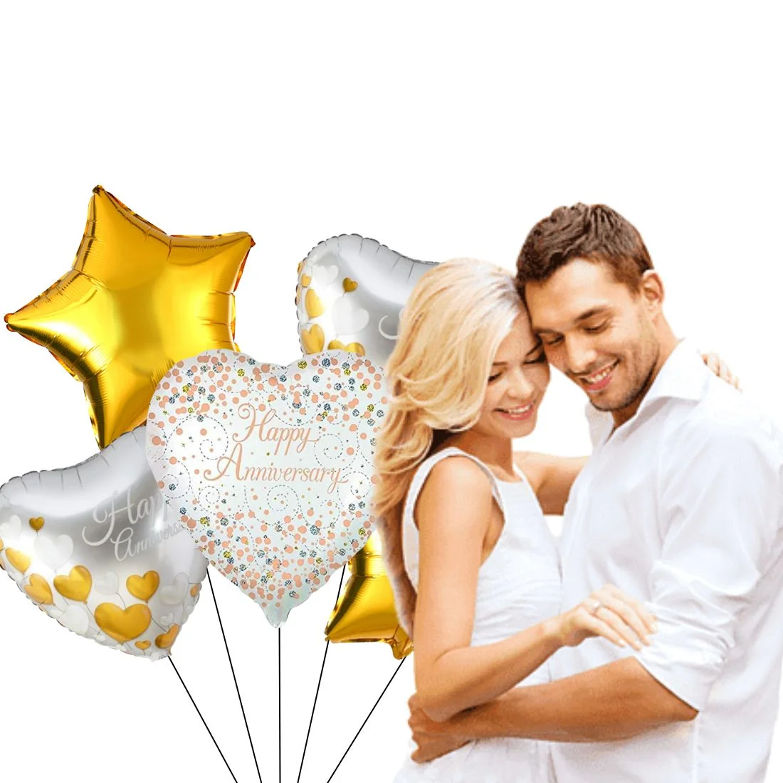 Happy Anniversary 5 pcs set Foil Balloon Party Decoration - Premium Handcrafted 300 GSM Balloon Kit by Party Decor Mall India - View 4
