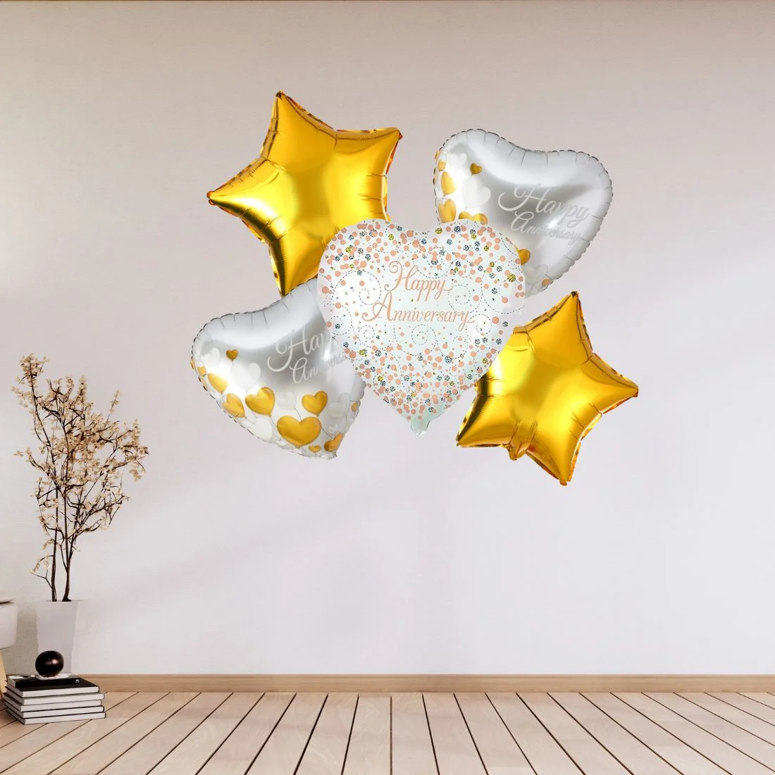 Happy Anniversary 5 pcs set Foil Balloon Party Decoration - Premium Handcrafted 300 GSM Balloon Kit by Party Decor Mall India - View 6