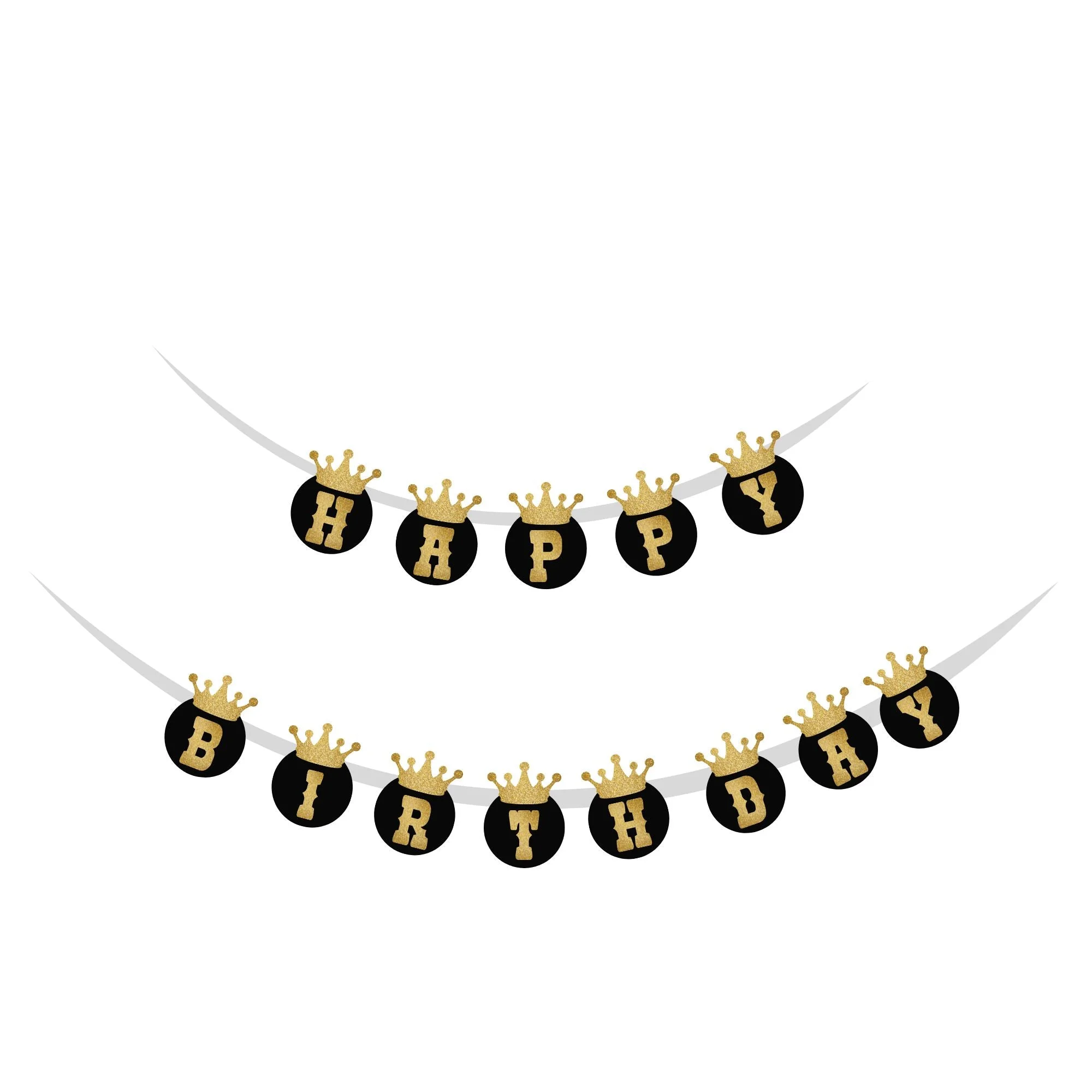 86Pcs - DIY Happy Birthday Metallic Golden, White, Black Latex & confetti Balloons, Black & Gold Happy Birthday Banner and Golden Crown Foil - Premium Handcrafted 300 GSM Party Supplies, Balloons by Party Decor Mall India - View 3