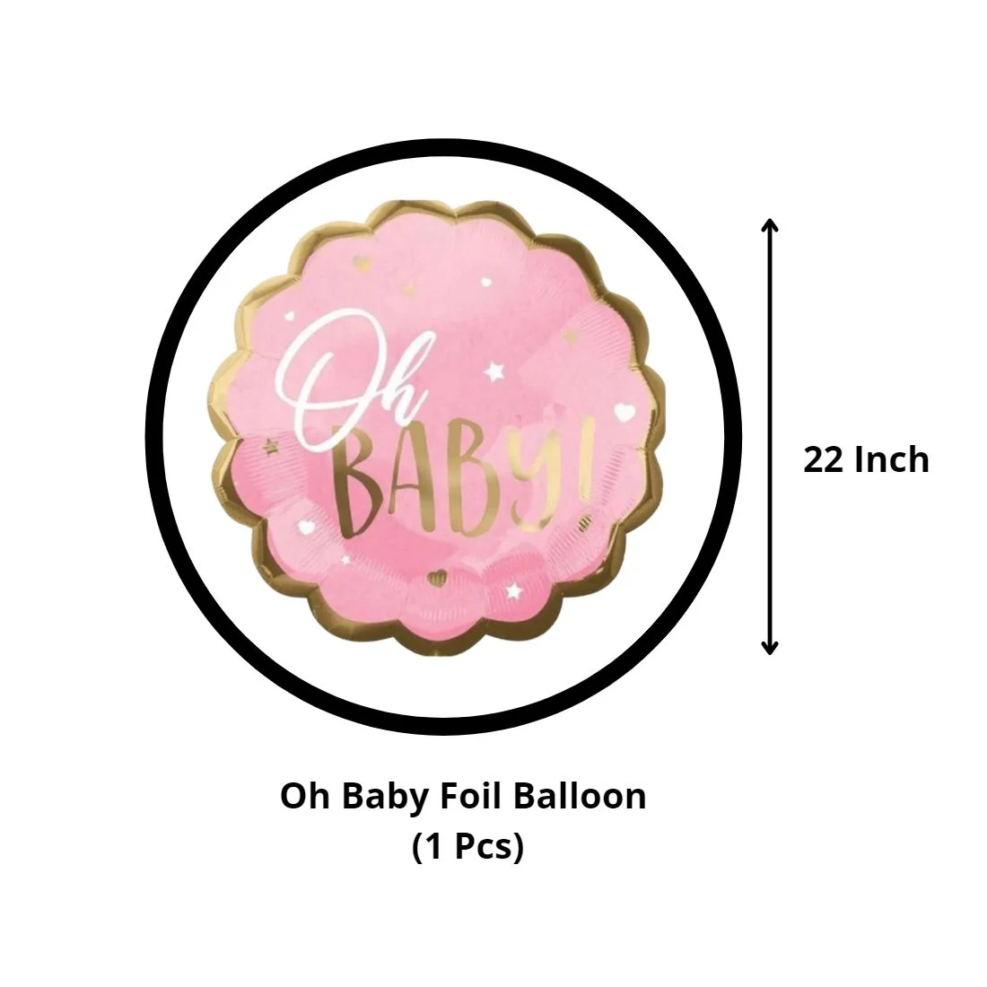 Oh Baby Pink Shower Welcome New Born Baby Decorative Foil Balloon Set of 5 - Premium Handcrafted 300 GSM Balloon Kit by Party Decor Mall India - View 3