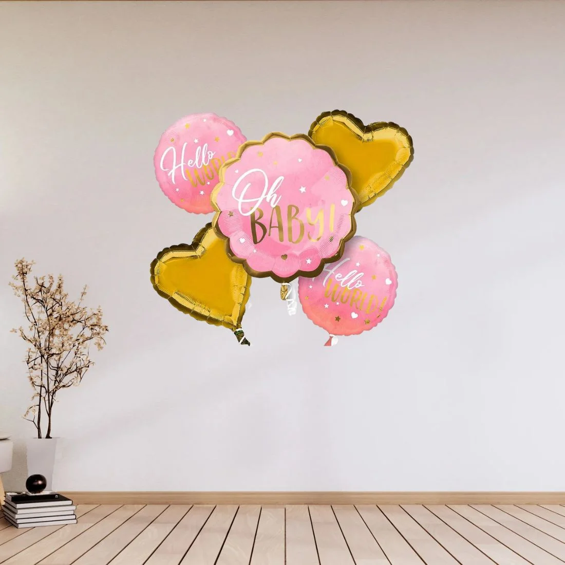 Oh Baby Pink Shower Welcome New Born Baby Decorative Foil Balloon Set of 5 - Premium Handcrafted 300 GSM Balloon Kit by Party Decor Mall India - View 6