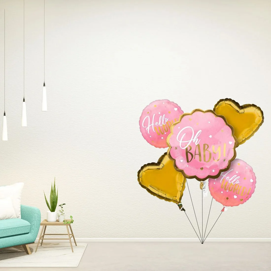 Oh Baby Pink Shower Welcome New Born Baby Decorative Foil Balloon Set of 5 - Premium Handcrafted 300 GSM Balloon Kit by Party Decor Mall India - View 7