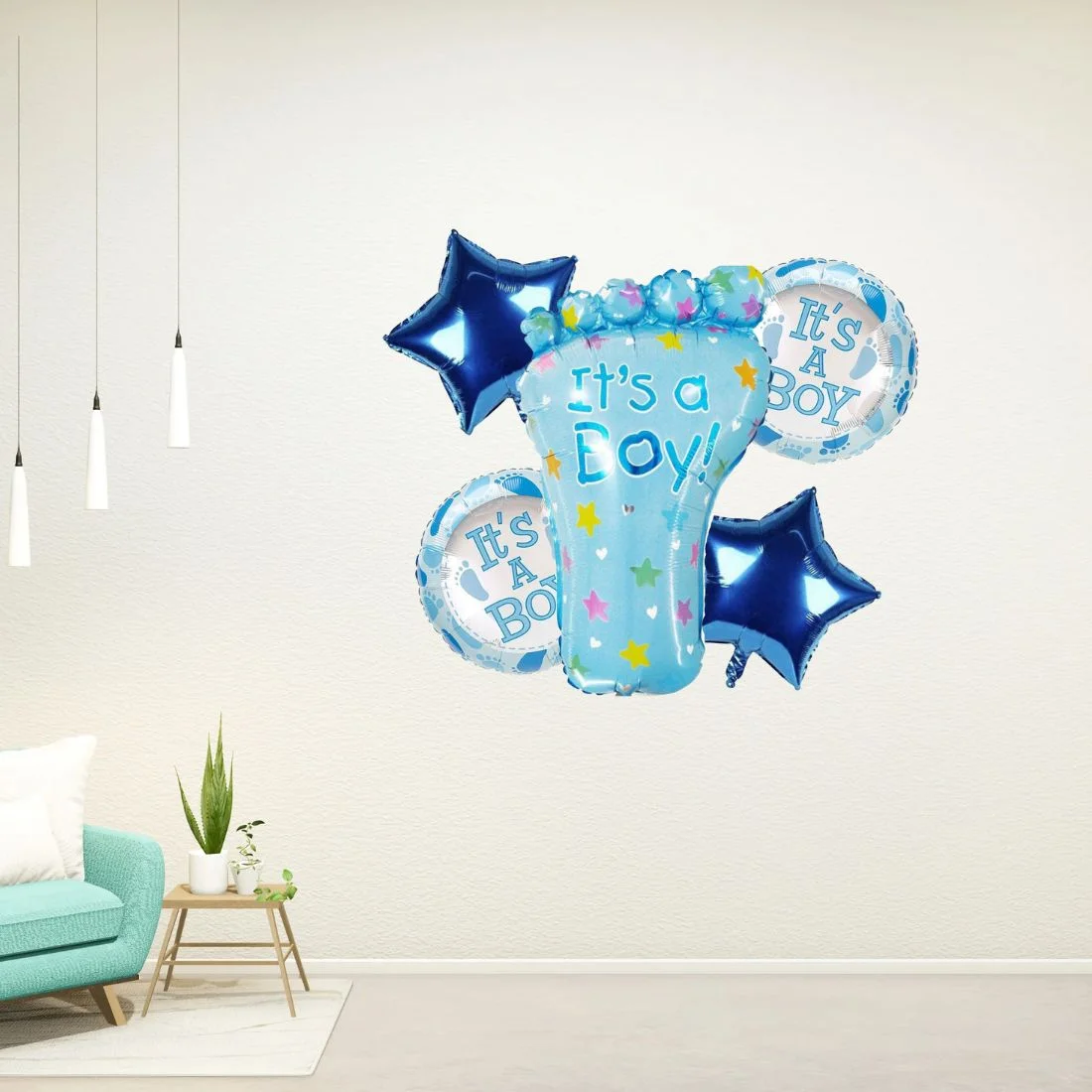 Its a Boy Baby Foot Foil Balloons (Set of 5pcs.) - Premium Handcrafted 300 GSM Foil Balloons, Balloons by Party Decor Mall India - View 6