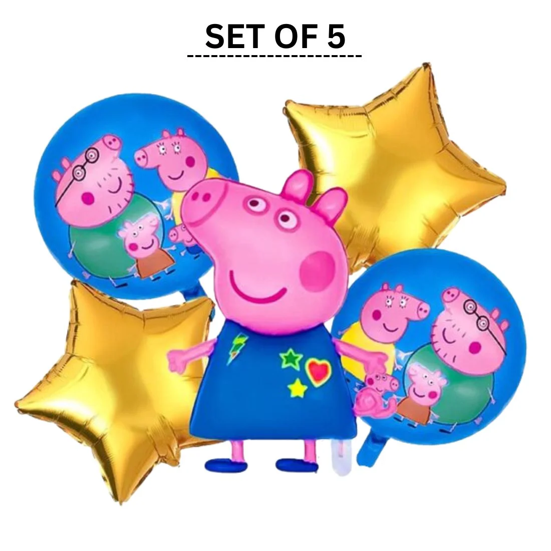 Peppa Pig Birthday Decoration Party Foil Balloon- Set of 5 - Premium Handcrafted 300 GSM Birthday Decoration by Party Decor Mall India - View 5