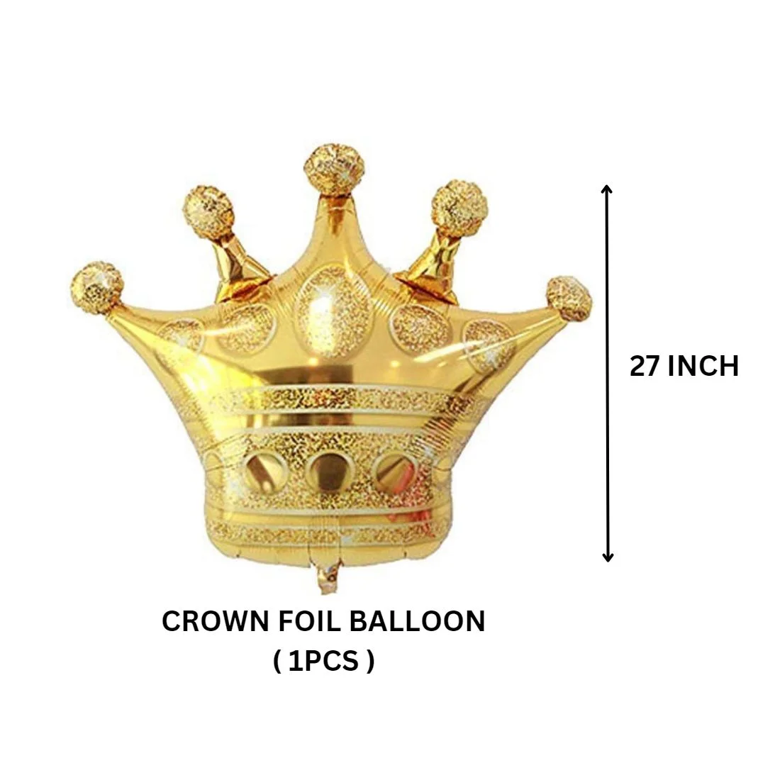 Golden Crown Foil Balloon Happy Birthday Decoration Item Prince Boy King Theme Party Decoration Foil Balloon Princess Queen Theme - Premium Handcrafted 300 GSM Birthday Decoration by Party Decor Mall India - View 2