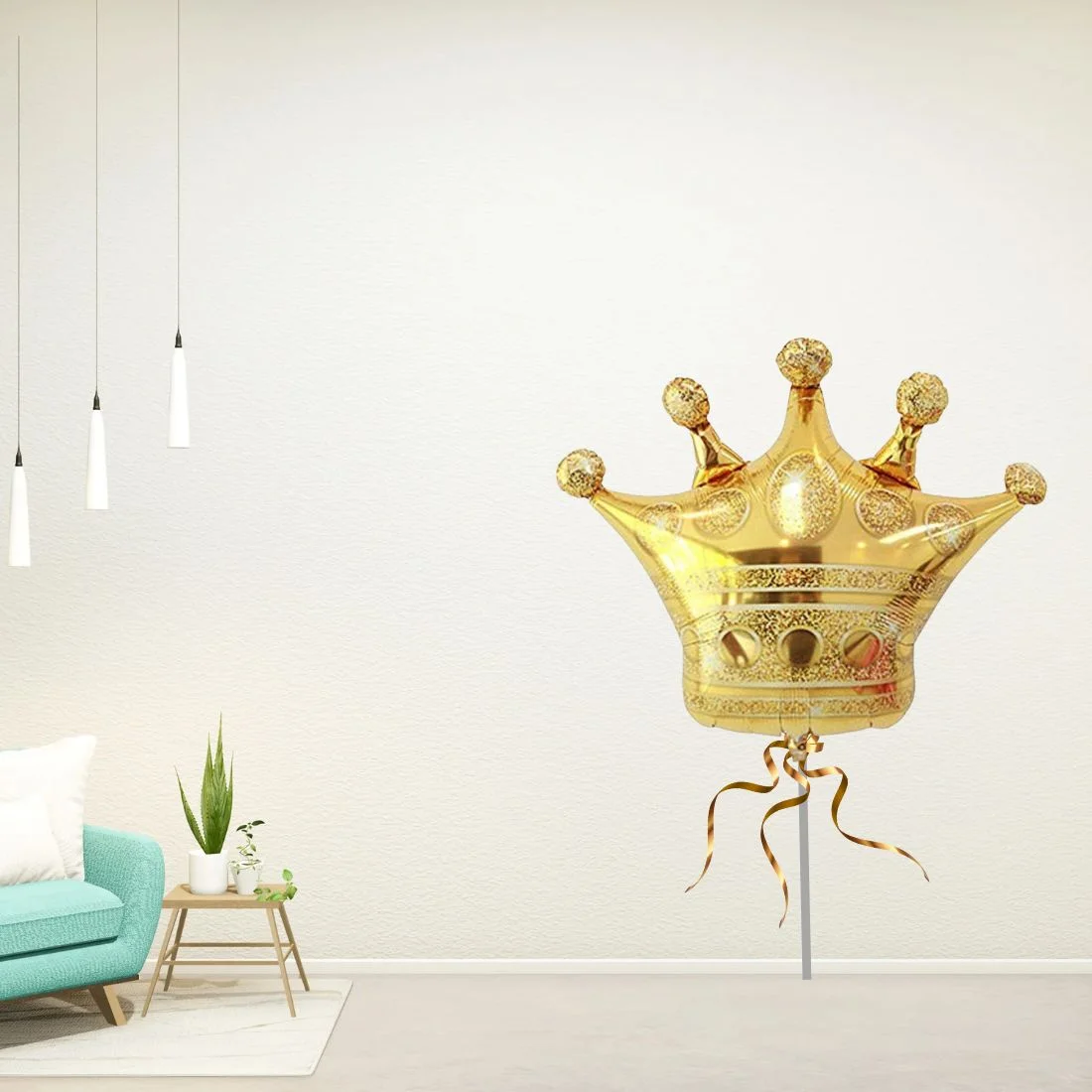 Golden Crown Foil Balloon Happy Birthday Decoration Item Prince Boy King Theme Party Decoration Foil Balloon Princess Queen Theme - Premium Handcrafted 300 GSM Birthday Decoration by Party Decor Mall India - View 3