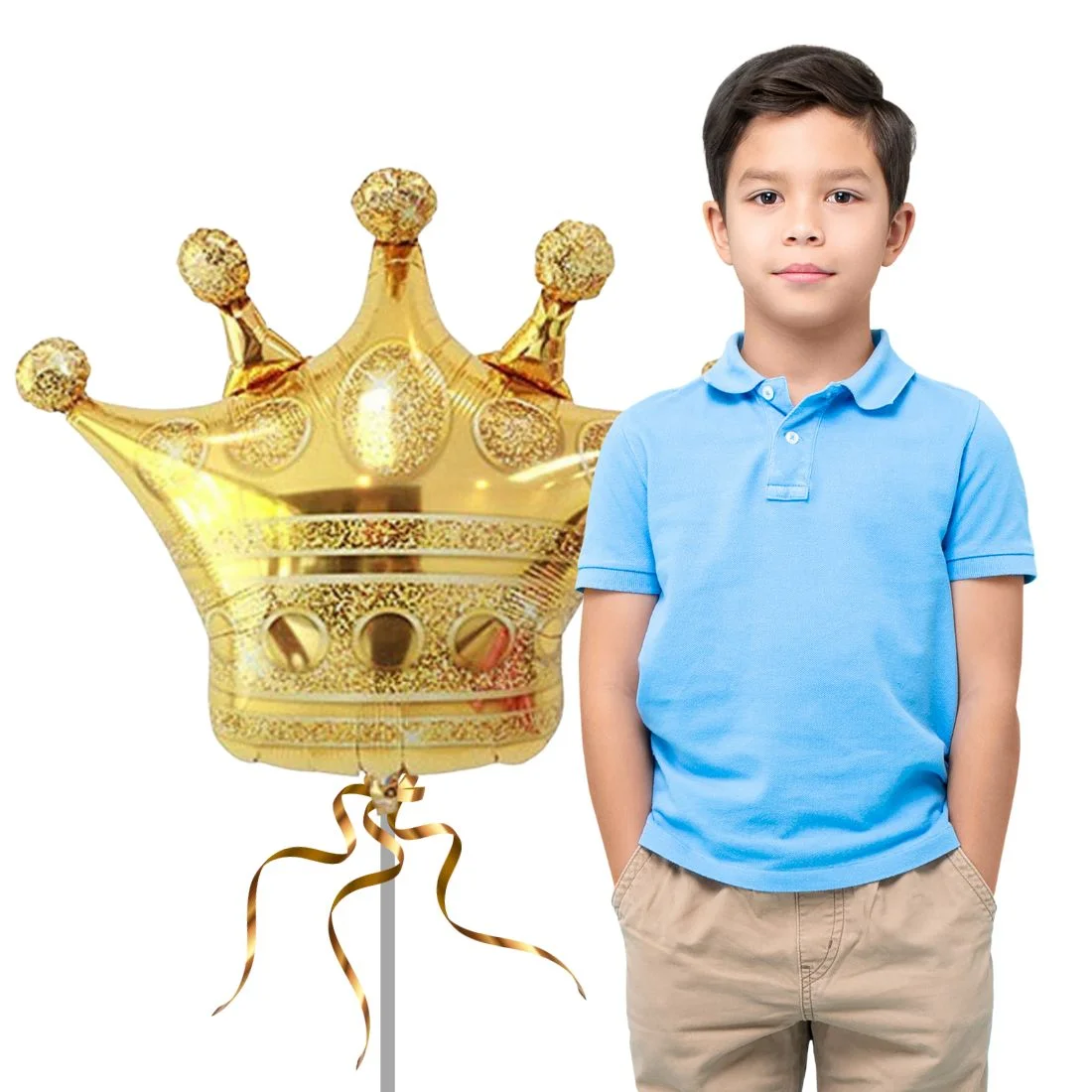 Golden Crown Foil Balloon Happy Birthday Decoration Item Prince Boy King Theme Party Decoration Foil Balloon Princess Queen Theme - Premium Handcrafted 300 GSM Birthday Decoration by Party Decor Mall India - View 4
