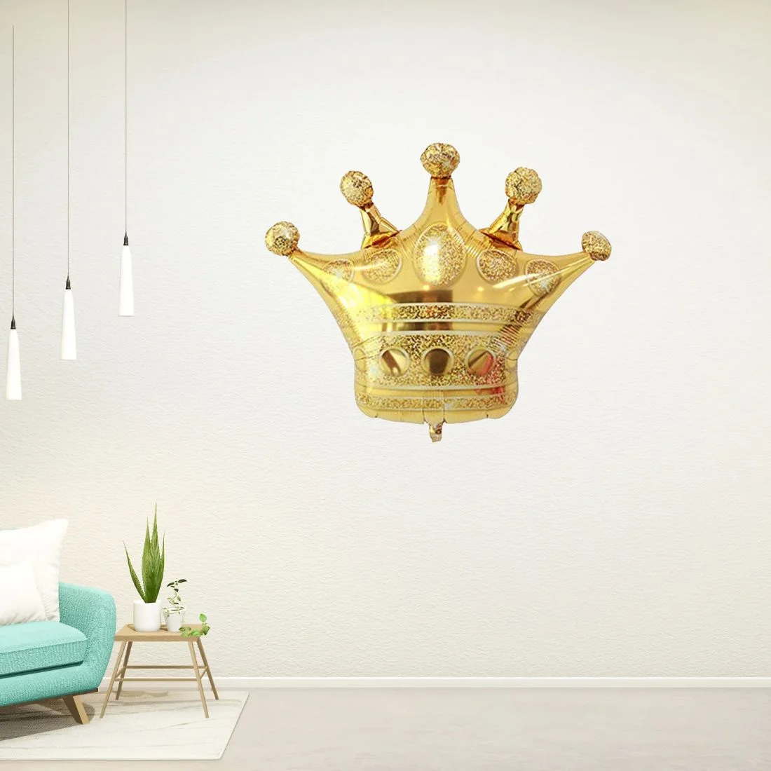 Golden Crown Foil Balloon Happy Birthday Decoration Item Prince Boy King Theme Party Decoration Foil Balloon Princess Queen Theme - Premium Handcrafted 300 GSM Birthday Decoration by Party Decor Mall India - View 5
