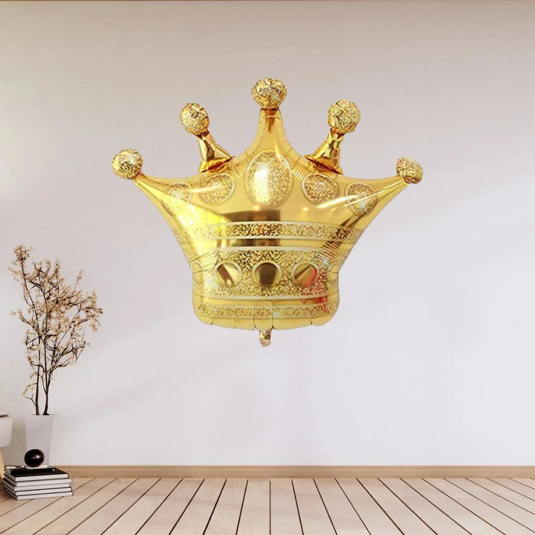 Golden Crown Foil Balloon Happy Birthday Decoration Item Prince Boy King Theme Party Decoration Foil Balloon Princess Queen Theme - Premium Handcrafted 300 GSM Birthday Decoration by Party Decor Mall India - View 6