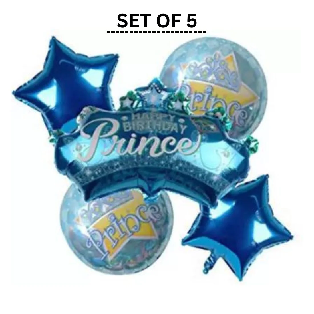 Prince Happy Birthday Foil Balloon Birthday Celebration Balloons, Birthday Theme Decoration Foil Balloon - 5 Pcs - Premium Handcrafted 300 GSM Balloons by Party Decor Mall India - View 5
