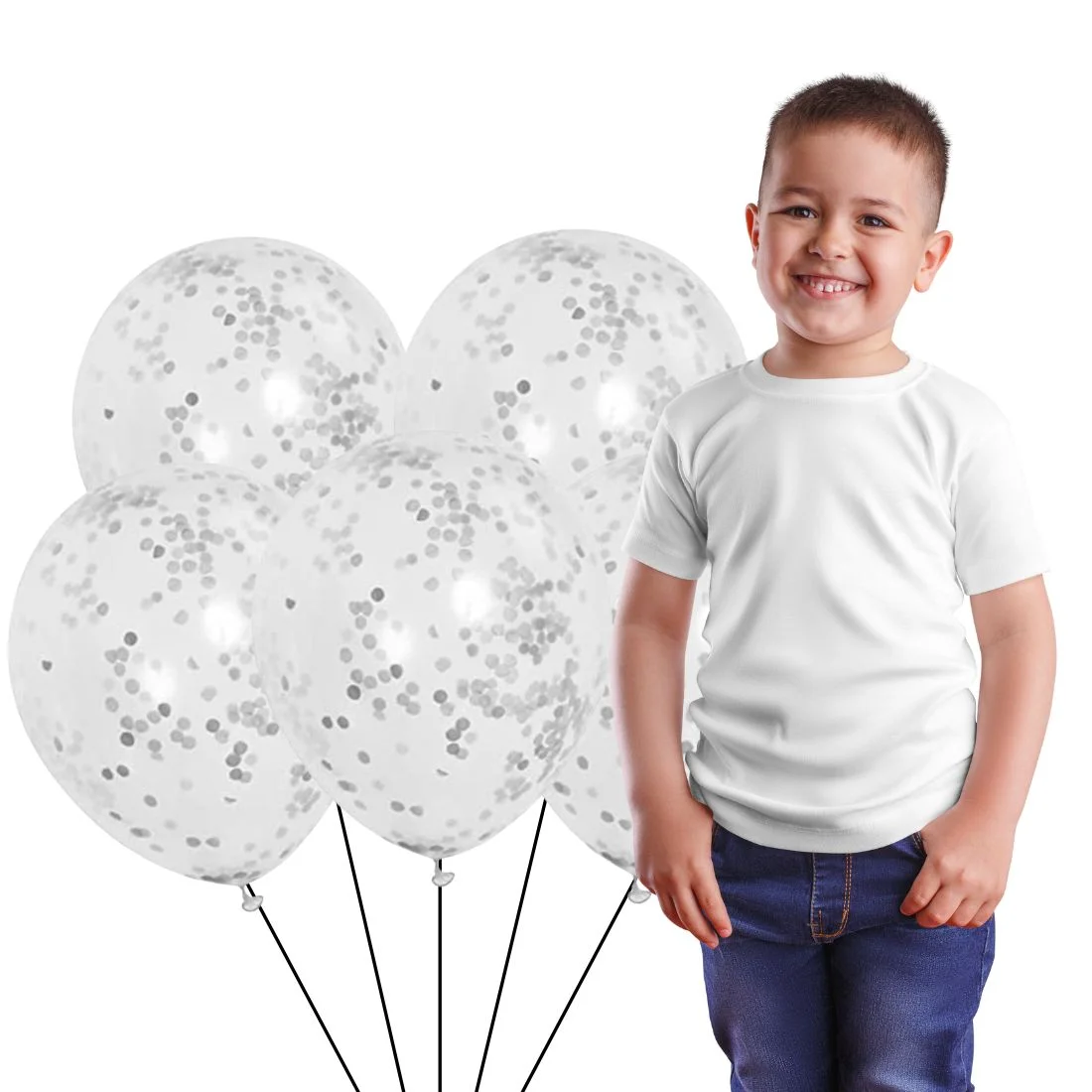 Silver Confetti Balloons - 12″ Balloons - Premium Handcrafted 300 GSM Party Supplies, Balloons by Party Decor Mall India - View 4