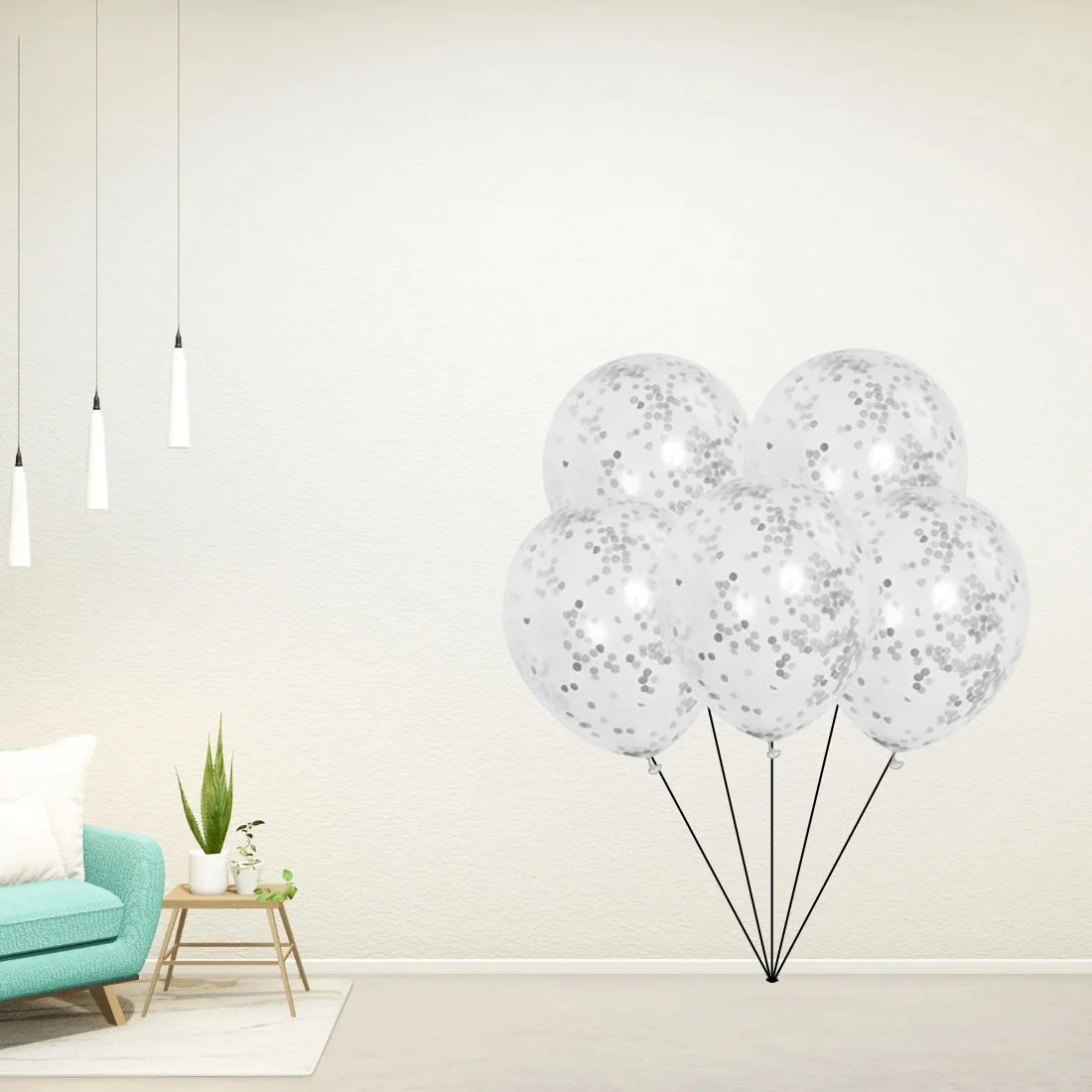 Silver Confetti Balloons - 12″ Balloons - Premium Handcrafted 300 GSM Party Supplies, Balloons by Party Decor Mall India - View 5