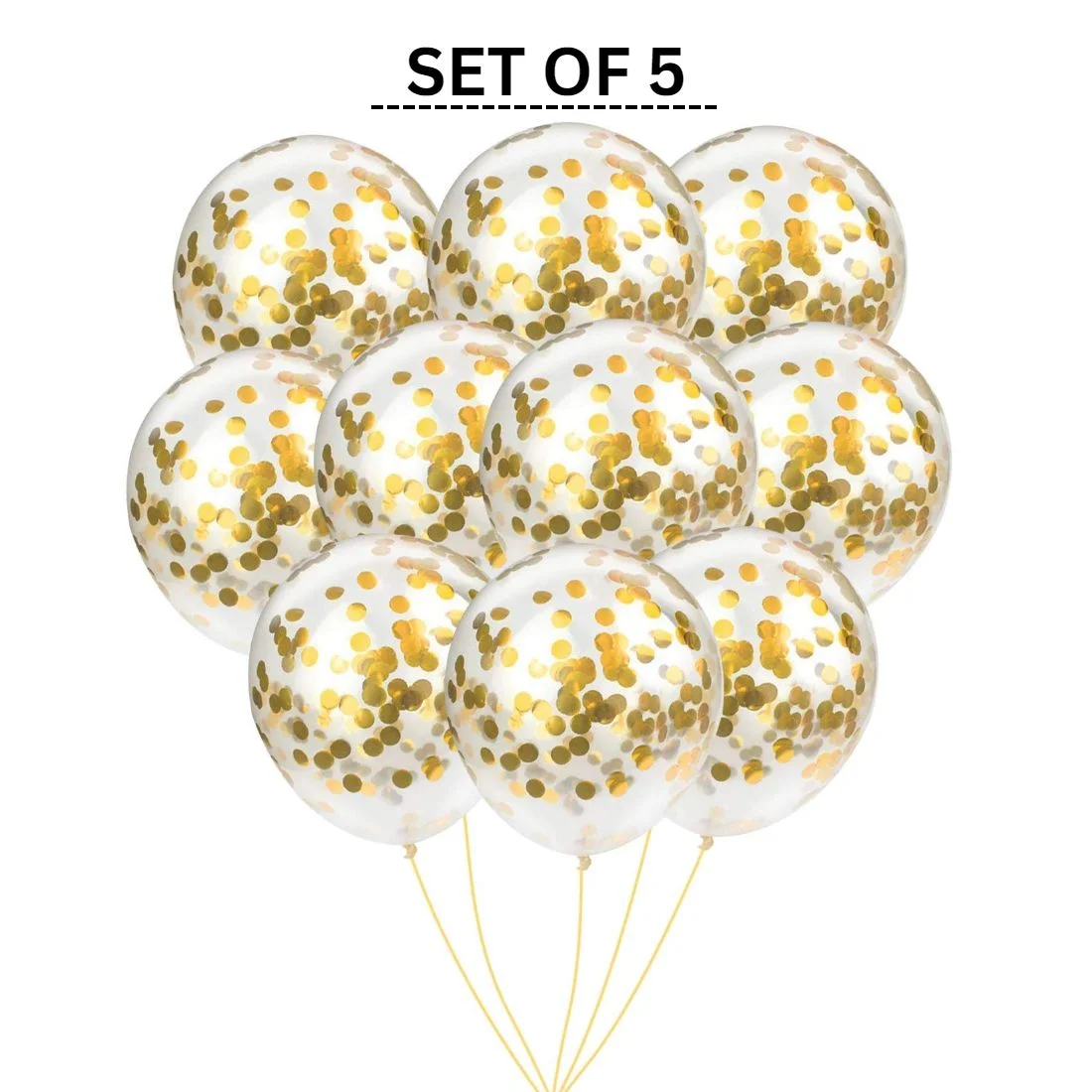 Gold Confetti Balloons - 12″ Balloons - Premium Handcrafted 300 GSM Balloons by Party Decor Mall India - View 3