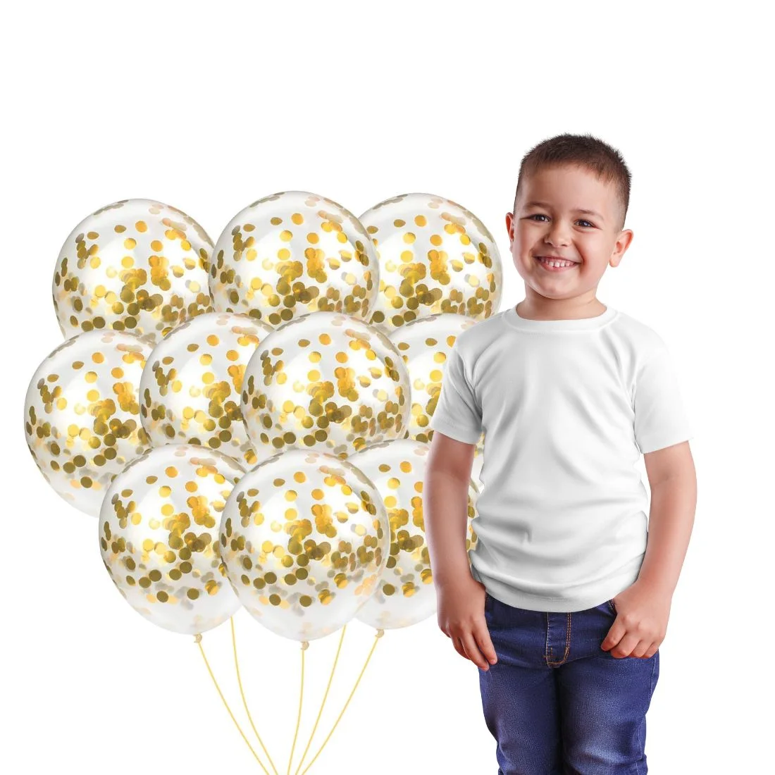 Gold Confetti Balloons - 12″ Balloons - Premium Handcrafted 300 GSM Balloons by Party Decor Mall India - View 4