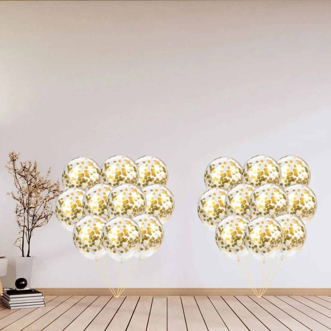 Gold Confetti Balloons - 12″ Balloons - Premium Handcrafted 300 GSM Balloons by Party Decor Mall India - View 5