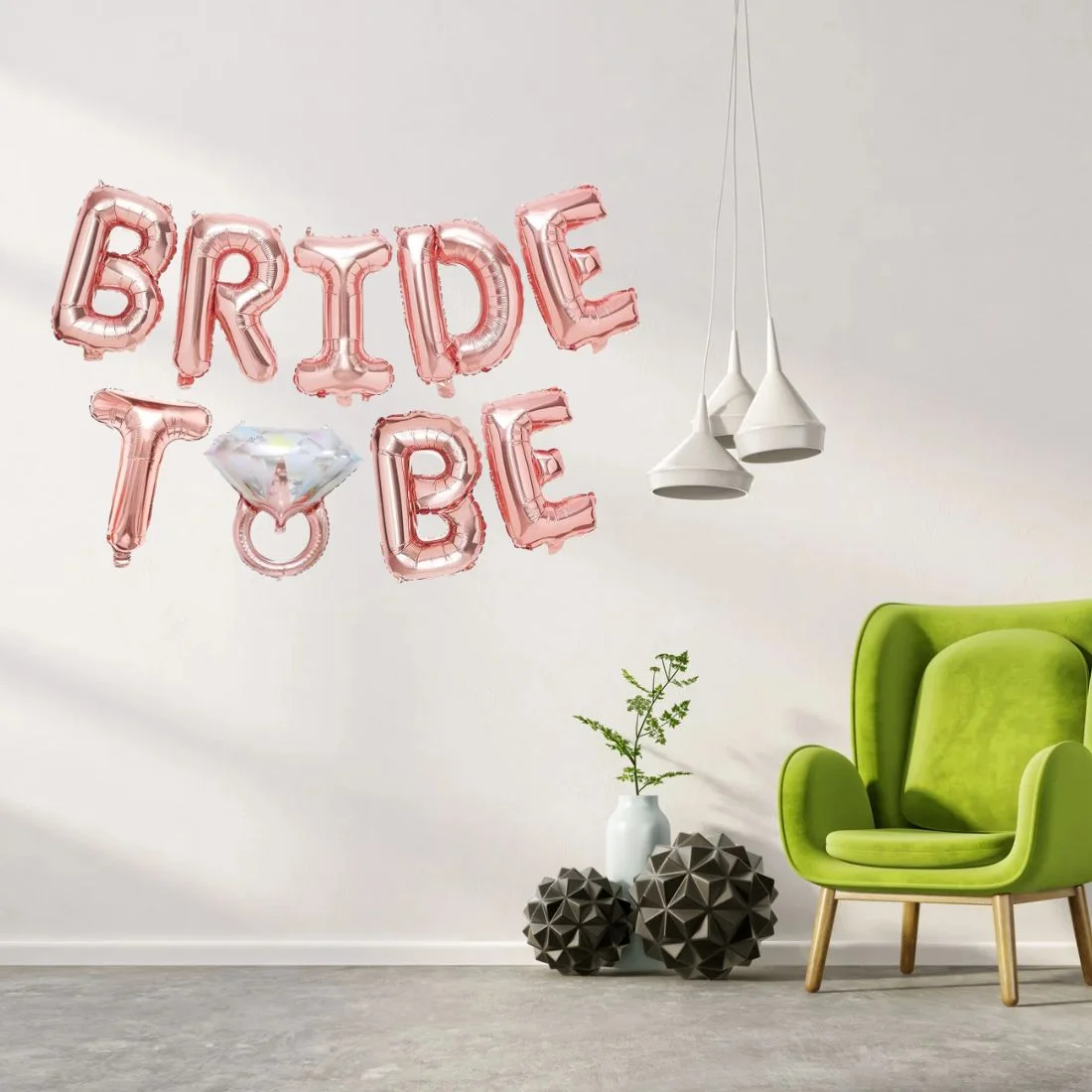 Rose Gold Bride to Be Foil Balloon with Ring Foil Balloon / Bride Balloon Banner / Bride to Be Letter Balloon - Premium Handcrafted 300 GSM Foil Balloon by Party Decor Mall India - View 3