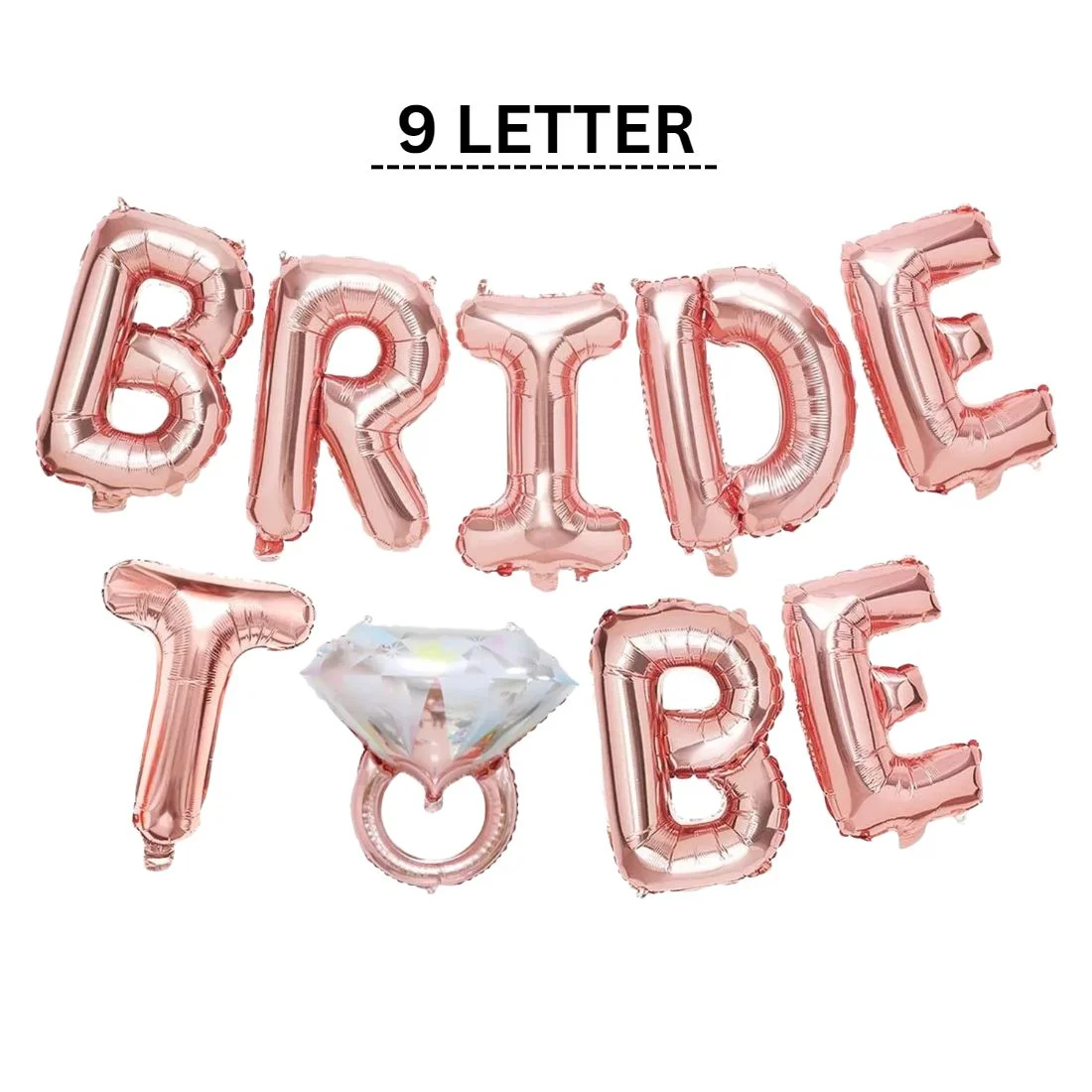 Rose Gold Bride to Be Foil Balloon with Ring Foil Balloon / Bride Balloon Banner / Bride to Be Letter Balloon - Premium Handcrafted 300 GSM Foil Balloon by Party Decor Mall India - View 4