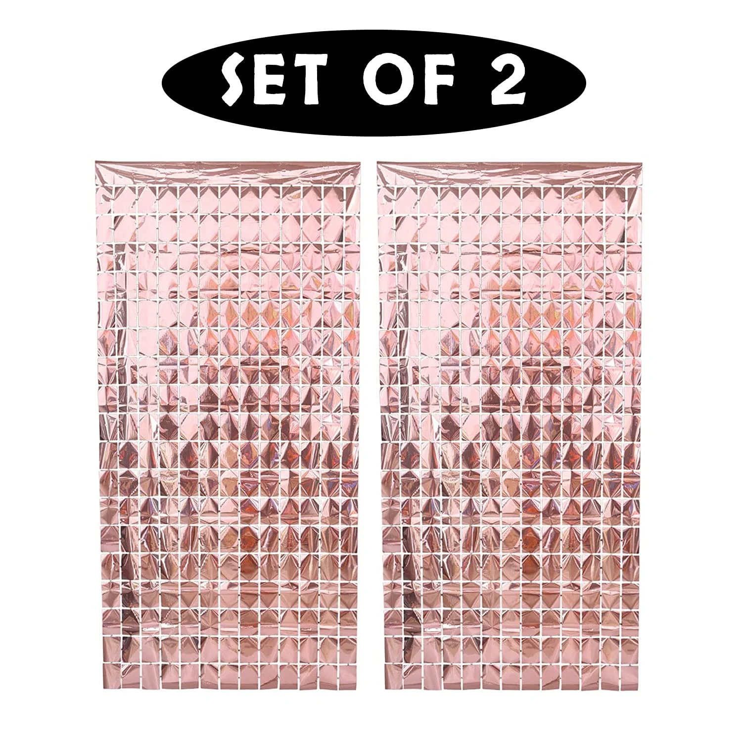 Rose Gold Foil Sequin Curtains For Birthday Decoration Foil Curtain, Anniversary Decoration Items For Home, Bachelorette, Bridal Shower (Set of 2) - Premium Handcrafted 300 GSM Birthday Decoration by Party Decor Mall India - View 1
