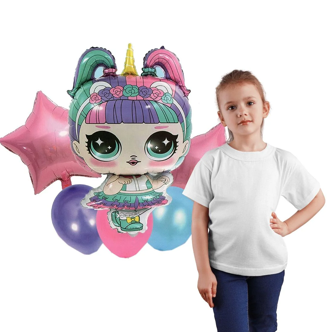 Lol Doll Cartoon Theme Foil Balloon 6 pc Set For Birthday Decoration Pink - Premium Handcrafted 300 GSM Birthday Decoration by Party Decor Mall India - View 4