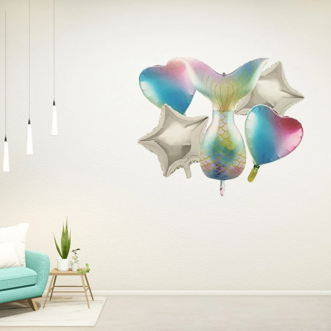 Mermaid Birthday Balloons Party Supplies or Baby Shower Balloons set of 5 - Premium Handcrafted 300 GSM Party Supplies, Balloons by Party Decor Mall India - View 6