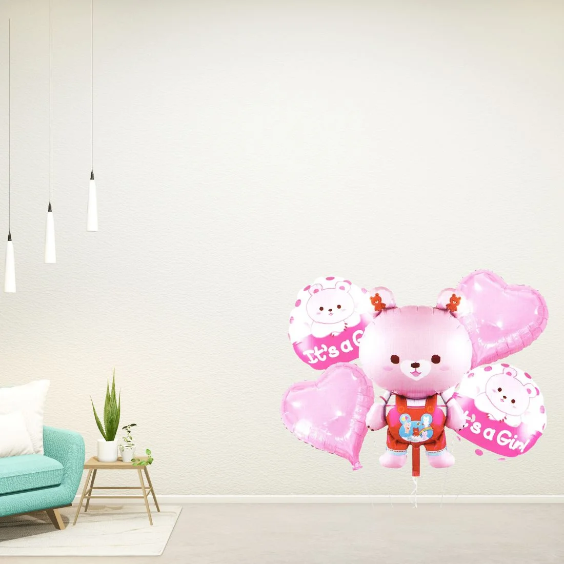 Its a Girl teddy Balloon for Decoration Items Baby Shower Props for Decorations Baby Girl foil Balloon - Pack of 5 - Premium Handcrafted 300 GSM Balloon Kit by Party Decor Mall India - View 6