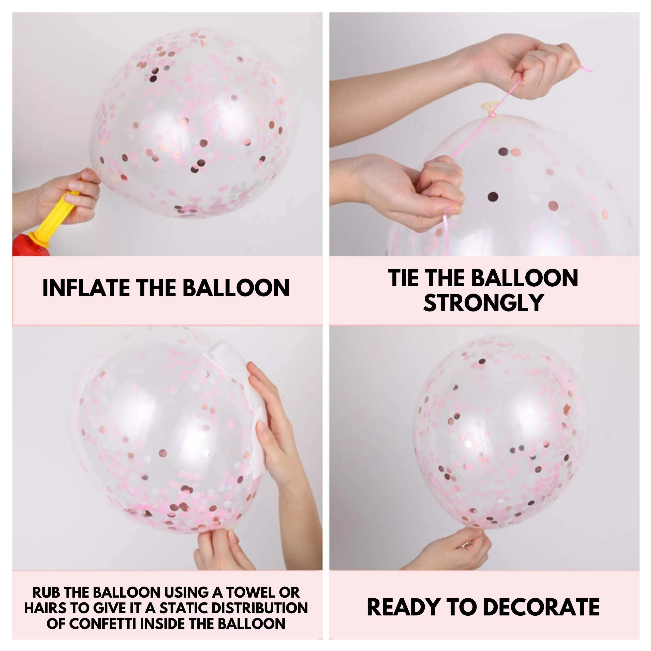 Pink Latex Balloon, Gold Metallic Balloon, Silver Metallic Balloon, RoseGold Confetti Balloon & Pink Happy Birthday Banner (120 Pcs) - Premium Handcrafted 300 GSM Party Supply by Party Decor Mall India - View 5
