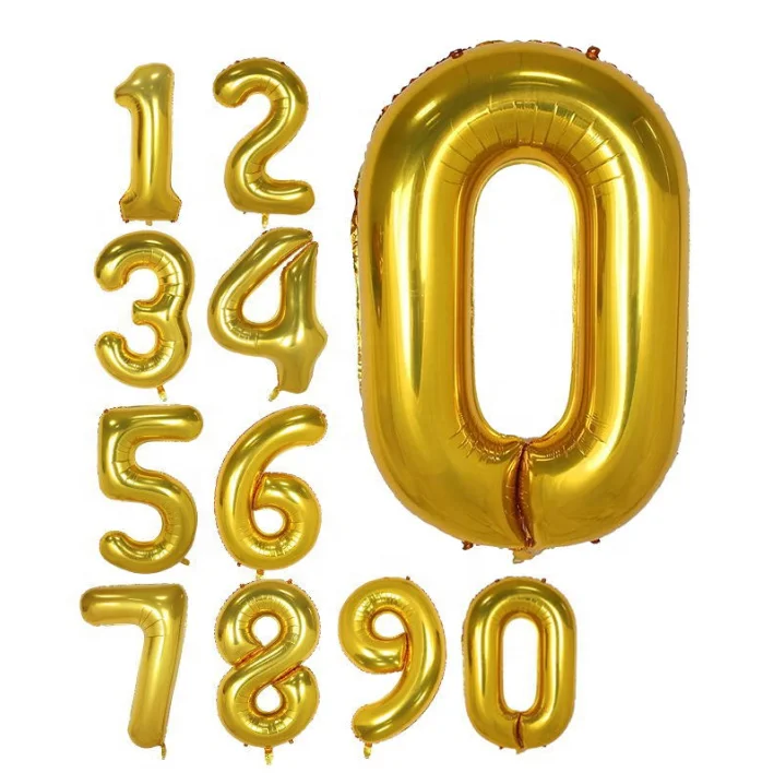 32 Inches Number Foil Balloon, Gold Color, Number 0 - Premium Handcrafted 300 GSM Foil Balloon by Party Decor Mall India - View 3