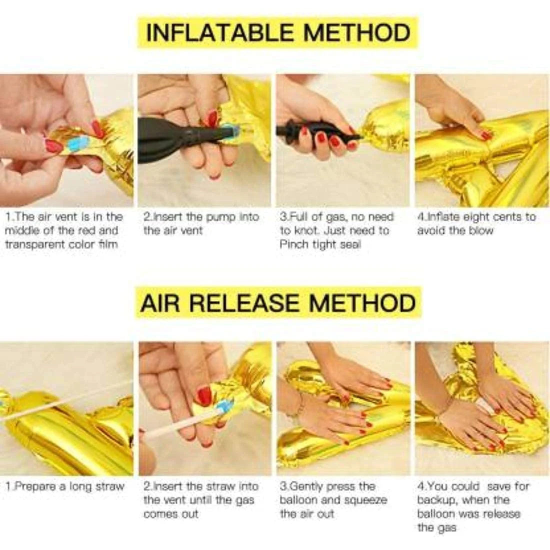 32 Inches Number Foil Balloon, Gold Color, Number 4 - Premium Handcrafted 300 GSM Foil Balloon by Party Decor Mall India - View 3