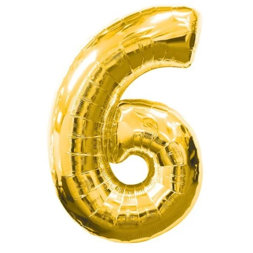 32 Inches Number Foil Balloon, Gold Color, Number 6
