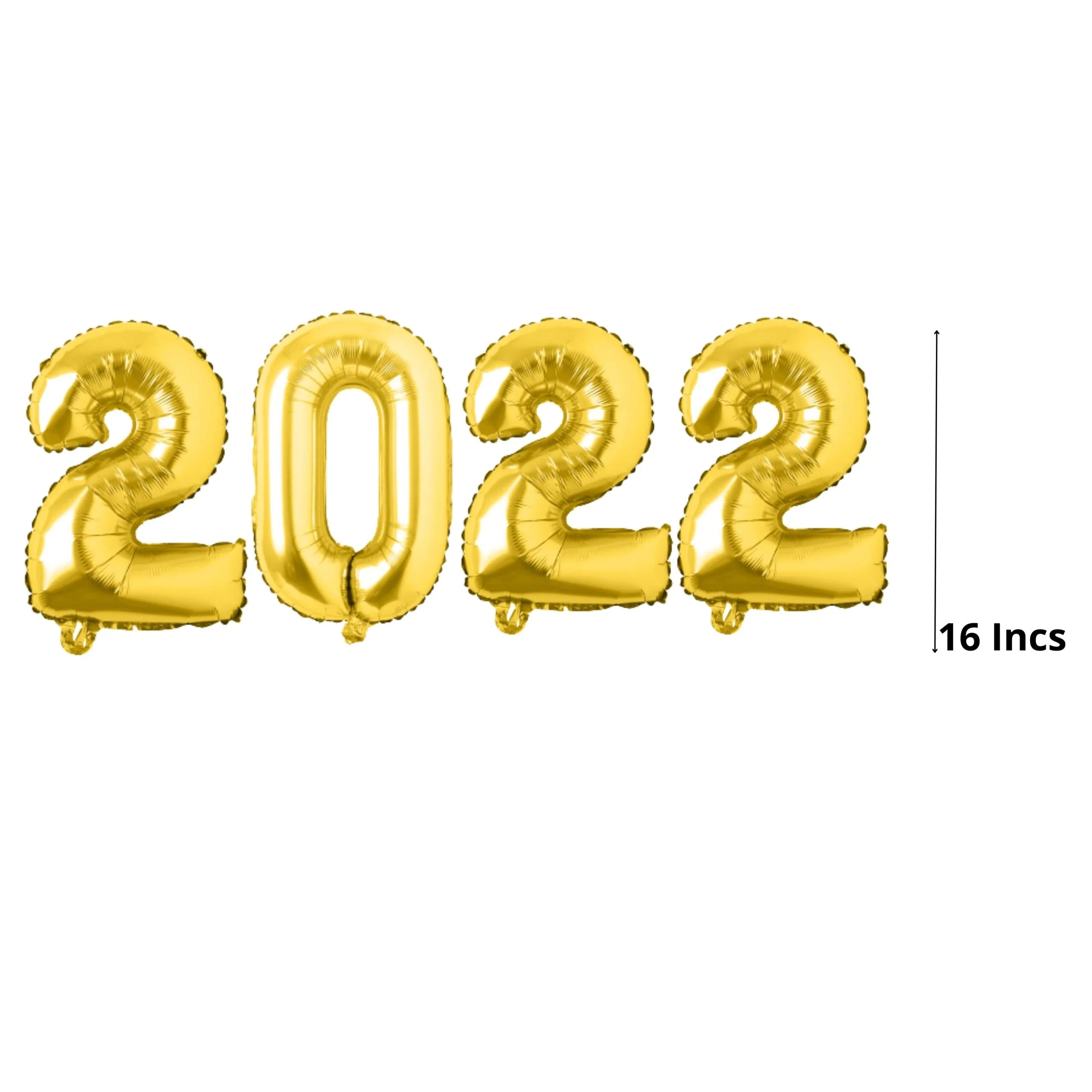 Gold Happy New Year 2023 Foil Balloon DIY Decoration Kit with Big 2023 Digits (16 pcs) - Premium Handcrafted 300 GSM Foil Balloon by Party Decor Mall India - View 2