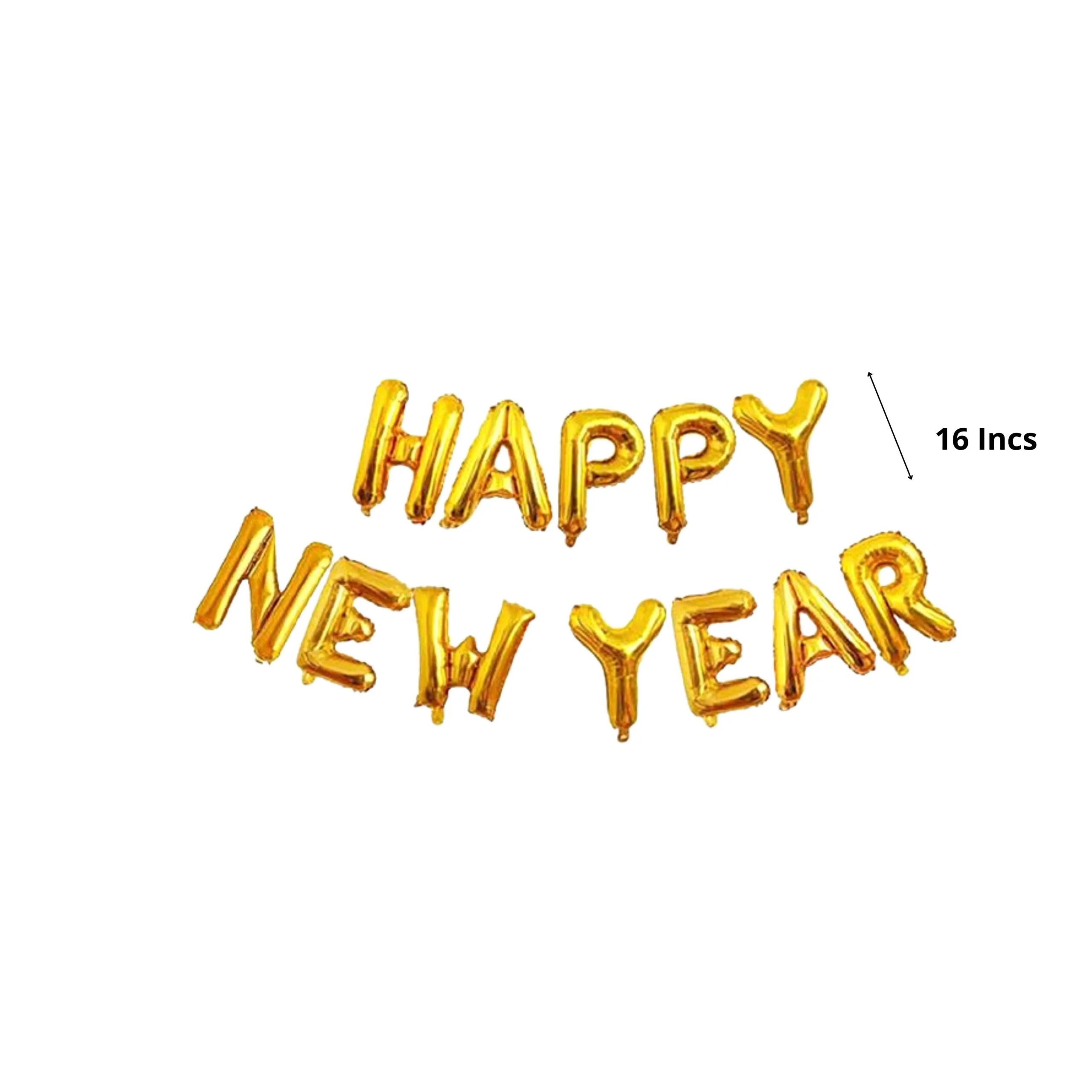 Gold Happy New Year 2023 Foil Balloon DIY Decoration Kit with Big 2023 Digits (16 pcs) - Premium Handcrafted 300 GSM Foil Balloon by Party Decor Mall India - View 3