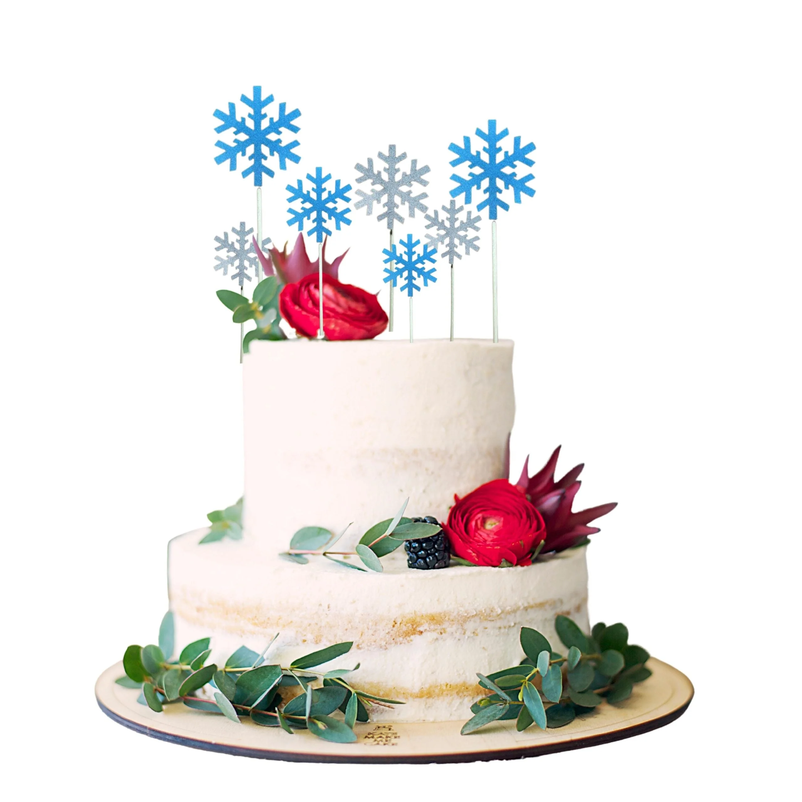 20 Pcs Silver & Light Blue Cardstock Cake & Cupcake Toppers for Christmas & Frozen Princess Birthday Themes