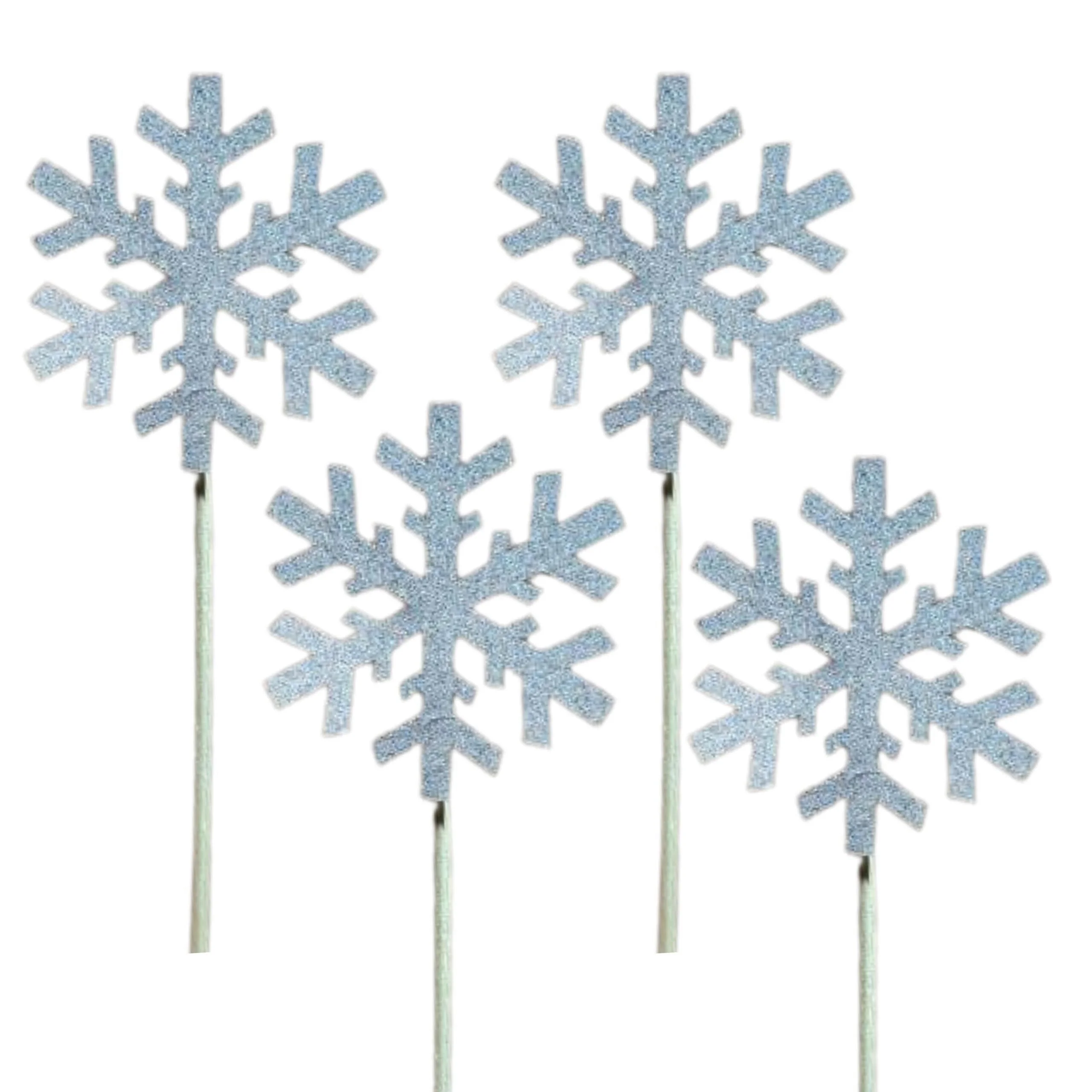 20 Pcs Silver & Light Blue Cardstock Cake & Cupcake Toppers for Christmas & Frozen Princess Birthday Themes - Premium Handcrafted 300 GSM Cake Topper by Party Decor Mall India - View 4