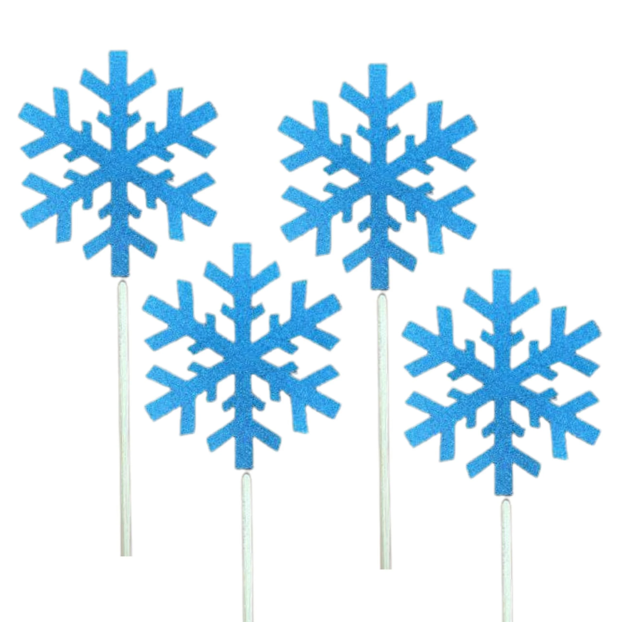 20 Pcs Silver & Light Blue Cardstock Cake & Cupcake Toppers for Christmas & Frozen Princess Birthday Themes - Premium Handcrafted 300 GSM Cake Topper by Party Decor Mall India - View 5