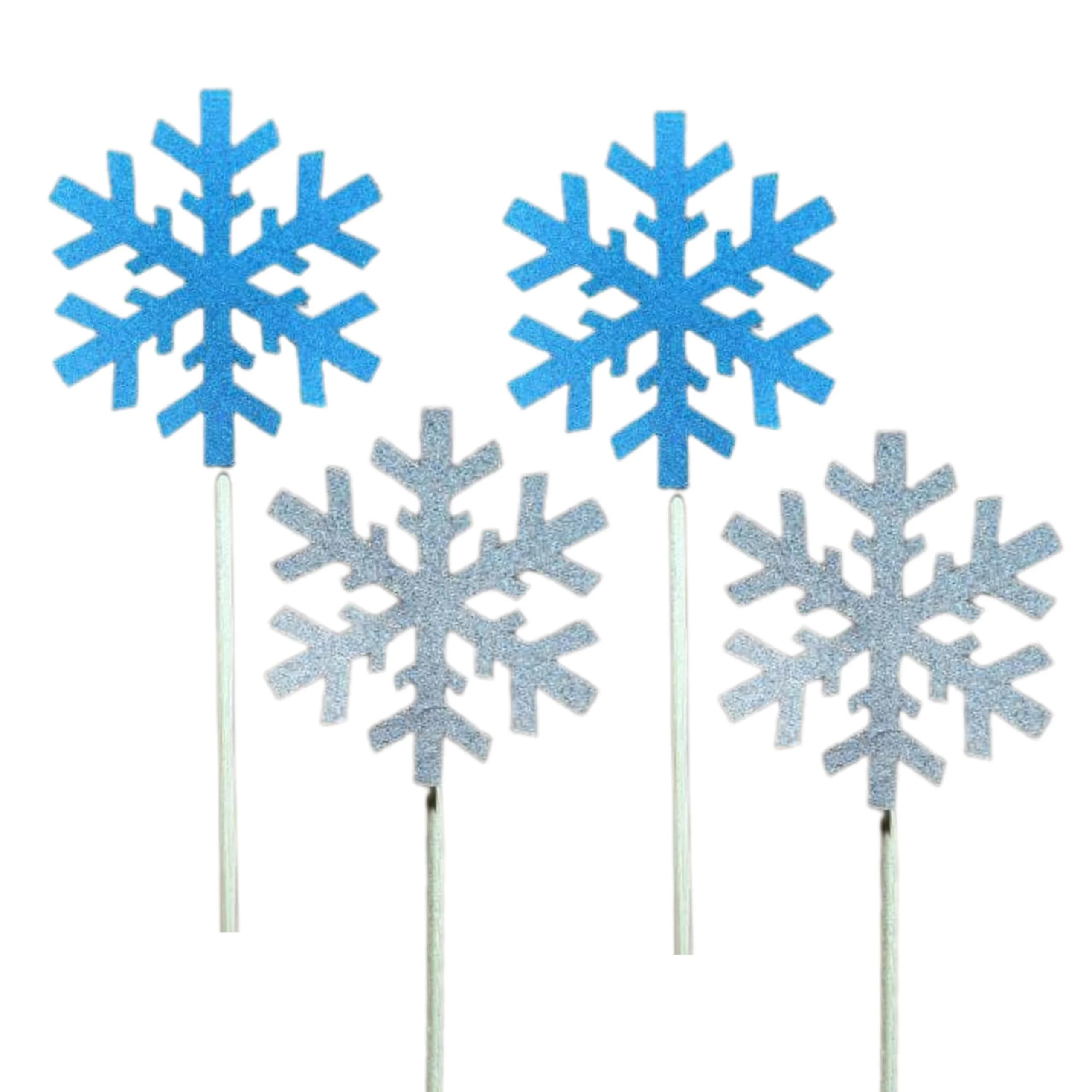 20 Pcs Silver & Light Blue Cardstock Cake & Cupcake Toppers for Christmas & Frozen Princess Birthday Themes - Premium Handcrafted 300 GSM Cake Topper by Party Decor Mall India - View 6