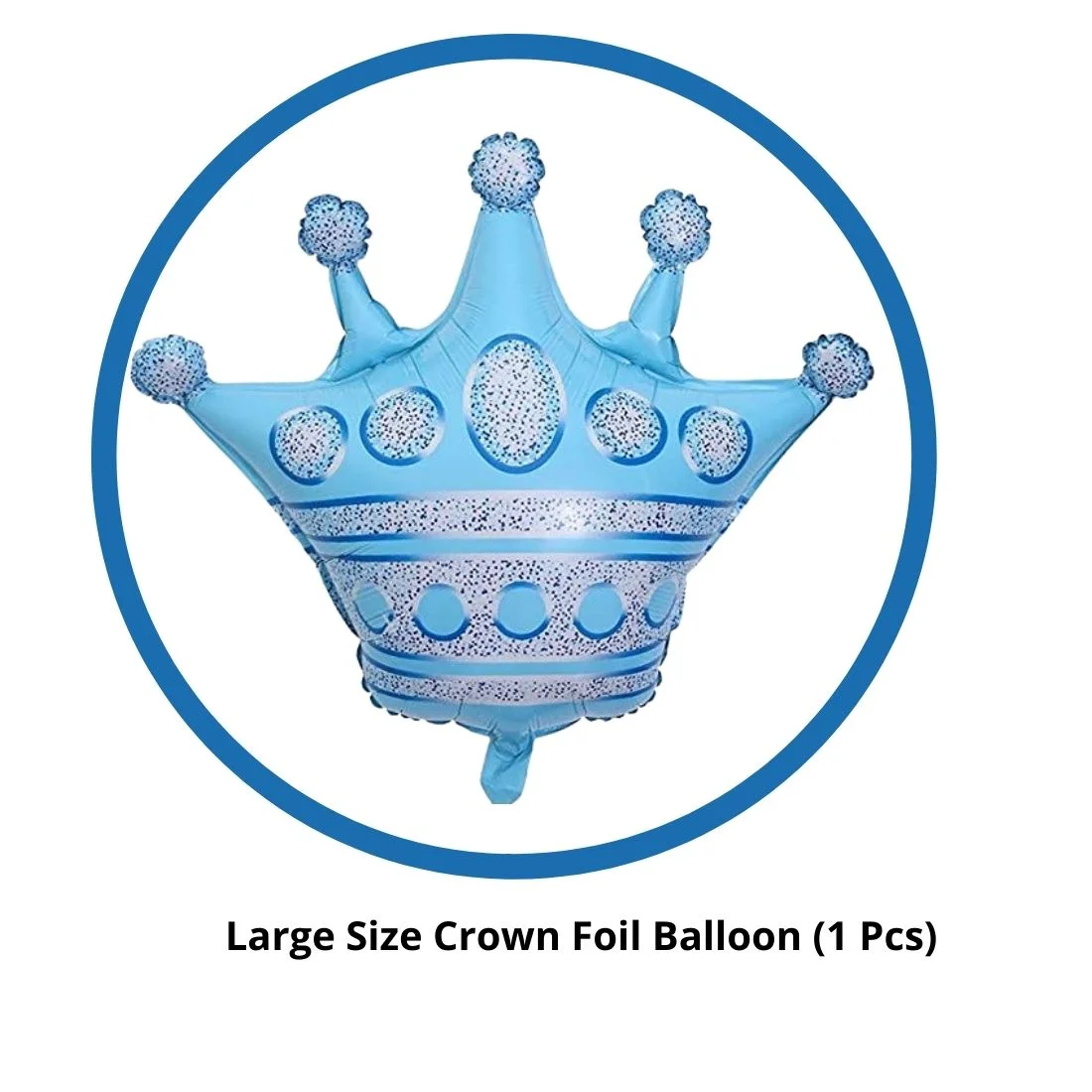 Blue Boys Prince Crown Foil Balloons Set for Boys Theme Birthday Party (set of 5) - Premium Handcrafted 300 GSM Foil Balloons, Balloons by Party Decor Mall India - View 2