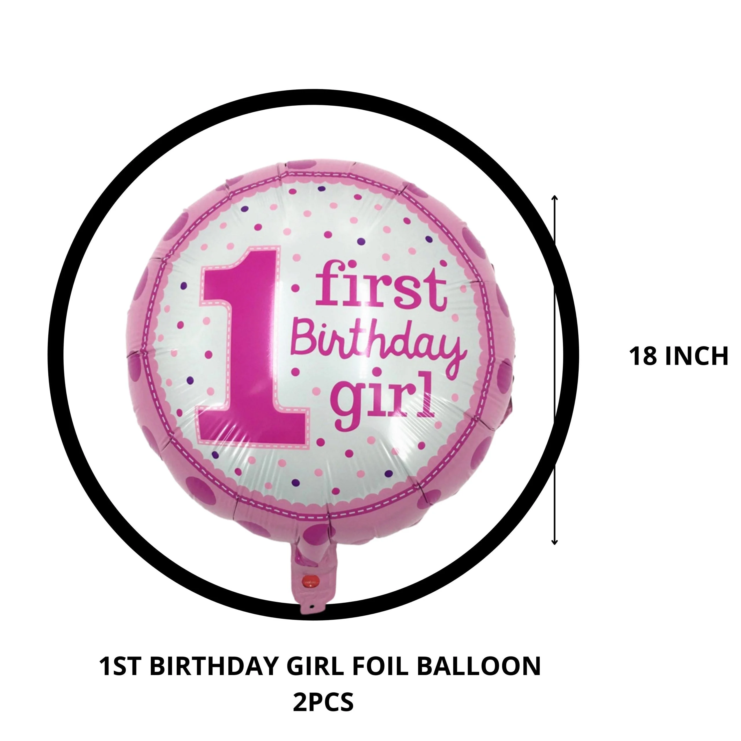 1st Birthday Decoration For Girl Happy Birthday Foil Balloon, Metallic Balloons Combo Girls Birthday Supplies (109 Pcs) - Premium Handcrafted 300 GSM Birthday Decoration, Balloons by Party Decor Mall India - View 6