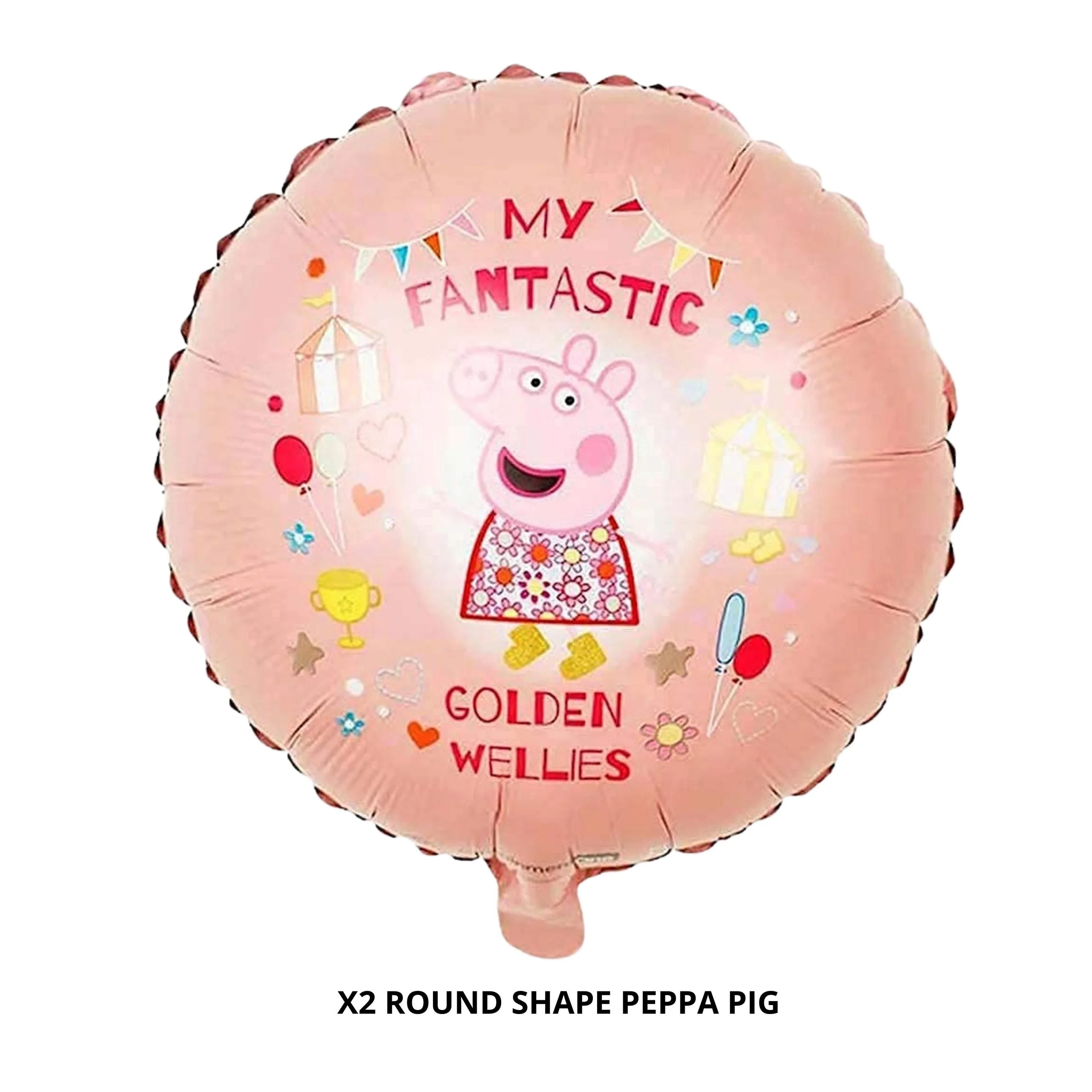 40Pcs Peppa Pig Theme Birthday Decoration  for Baby Kids Girls Boys, Peppa Pig Foil Balloon & Banner, Pastel Pink & Blue Balloons, Silver Curtains - Premium Handcrafted 300 GSM Birthday Decoration, Balloons by Party Decor Mall India - View 4
