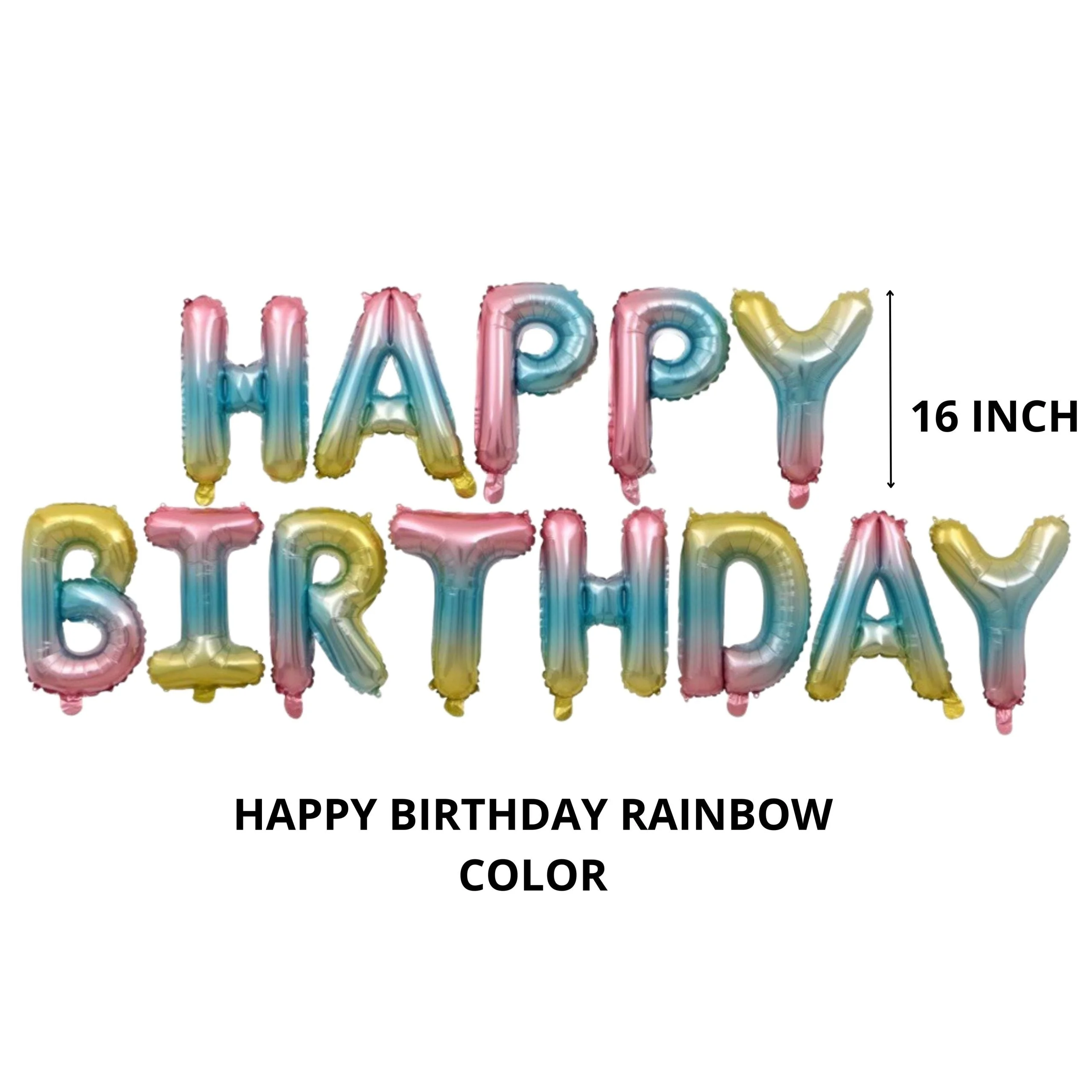 Party Decor Mall – Happy Birthday 13 Letters Set Foil Balloon (Rainbow) - Premium Handcrafted 300 GSM Foil Balloon by Party Decor Mall India - View 2