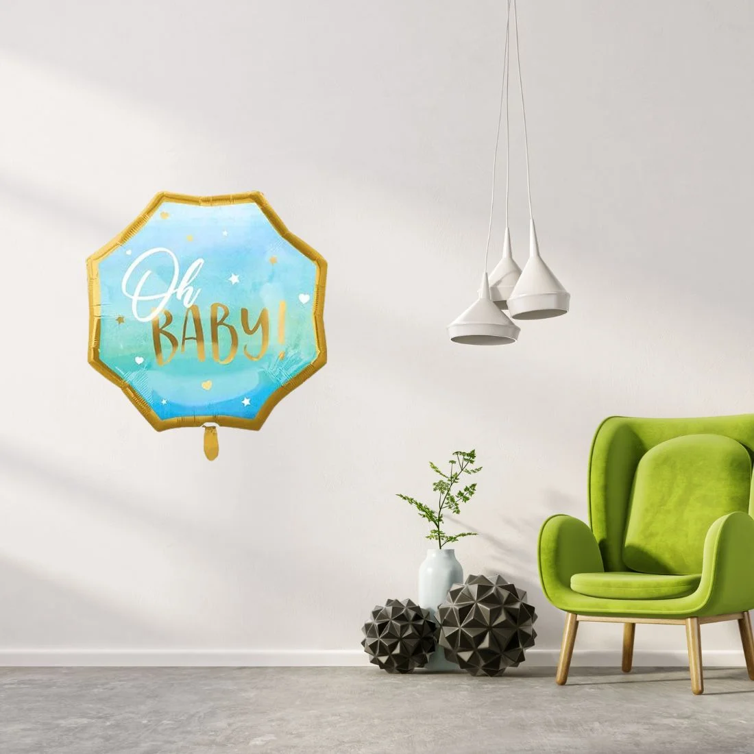 Oh Baby Blue foil Balloon - Premium Handcrafted 300 GSM Foil Balloon by Party Decor Mall India - View 4