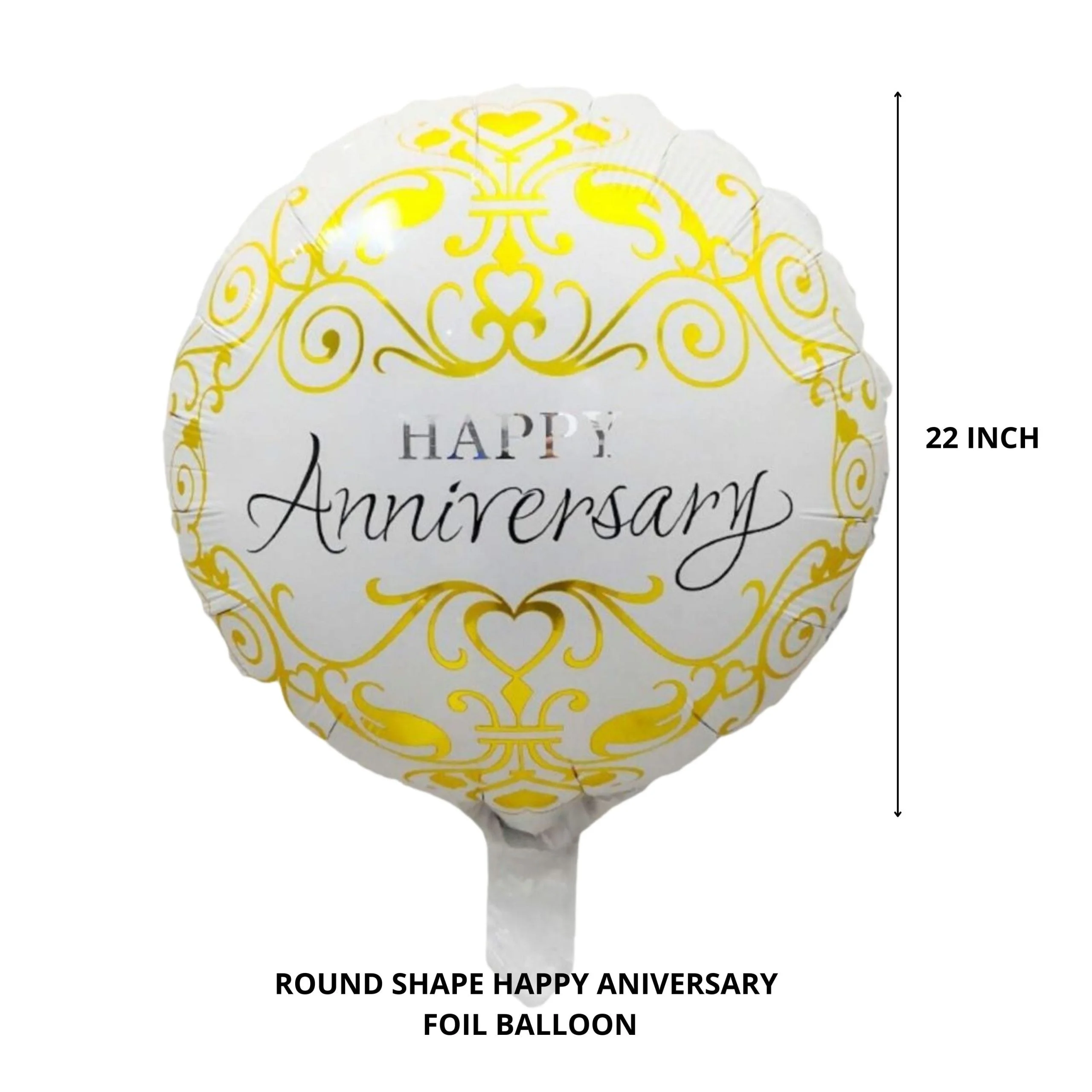 Printed Round Shape Happy Anniversary Foil Balloon - Premium Handcrafted 300 GSM Foil Balloon by Party Decor Mall India - View 2