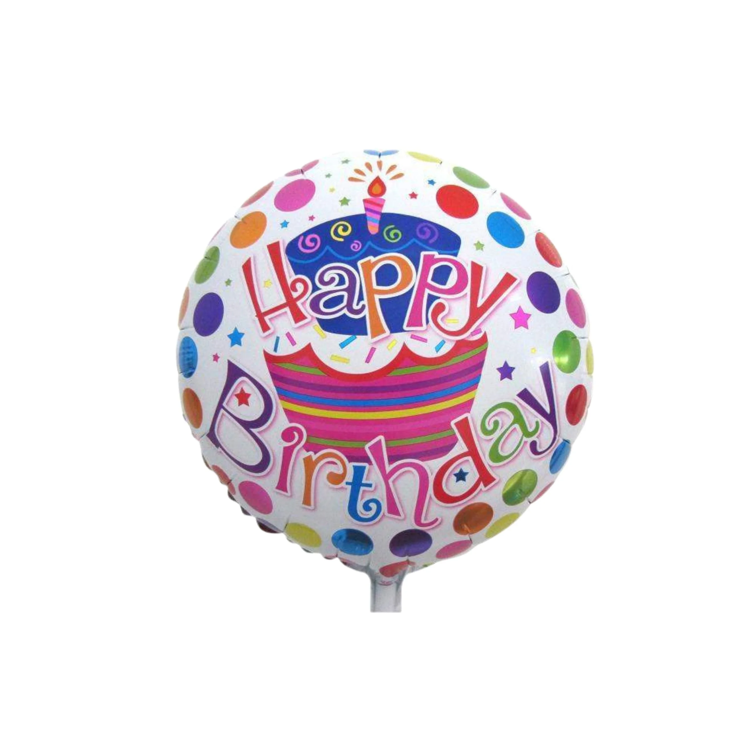 Printed Round Shape Cake Happy Birthday Foil Balloon - Premium Handcrafted 300 GSM Foil Balloon by Party Decor Mall India - View 1