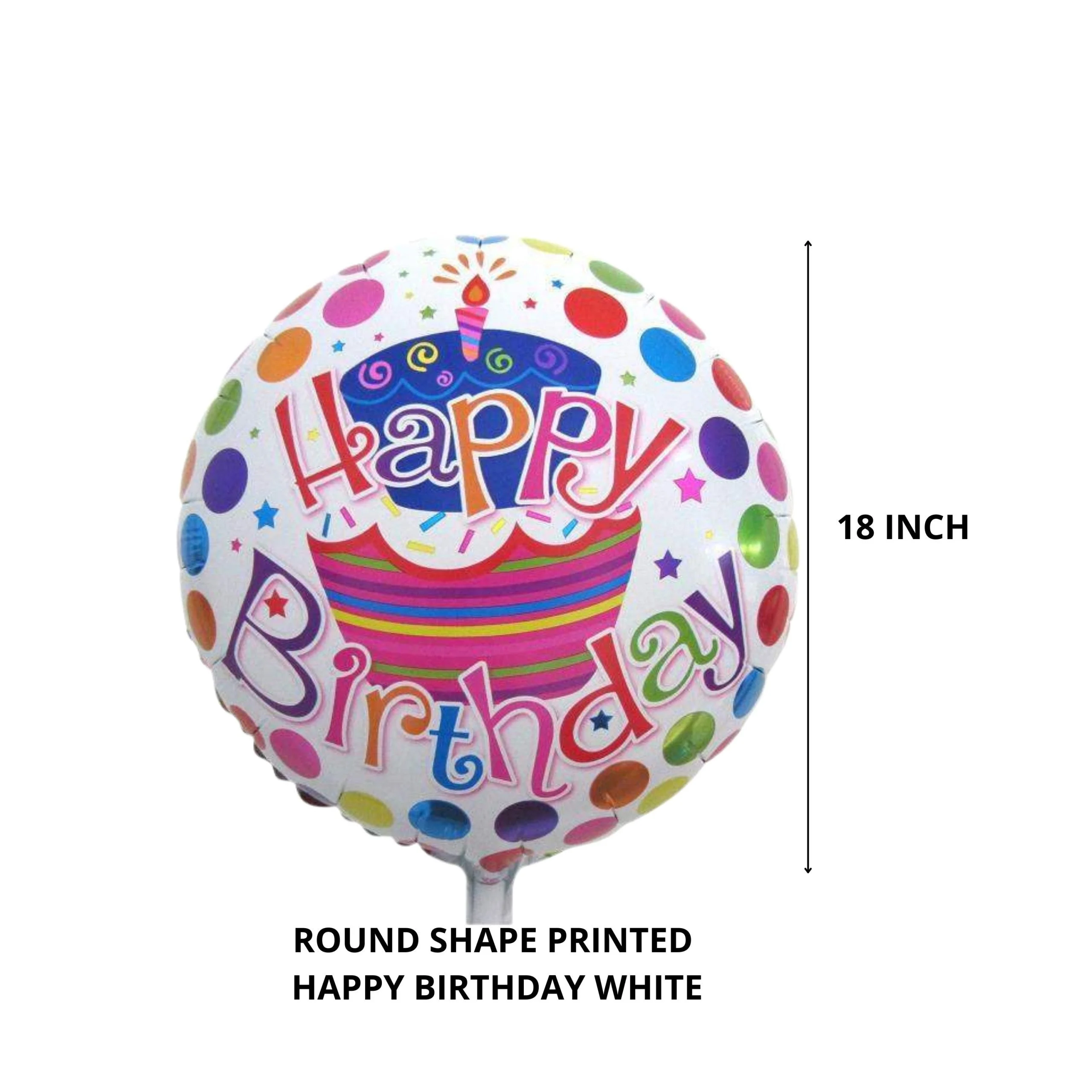 Printed Round Shape Cake Happy Birthday Foil Balloon - Premium Handcrafted 300 GSM Foil Balloon by Party Decor Mall India - View 2